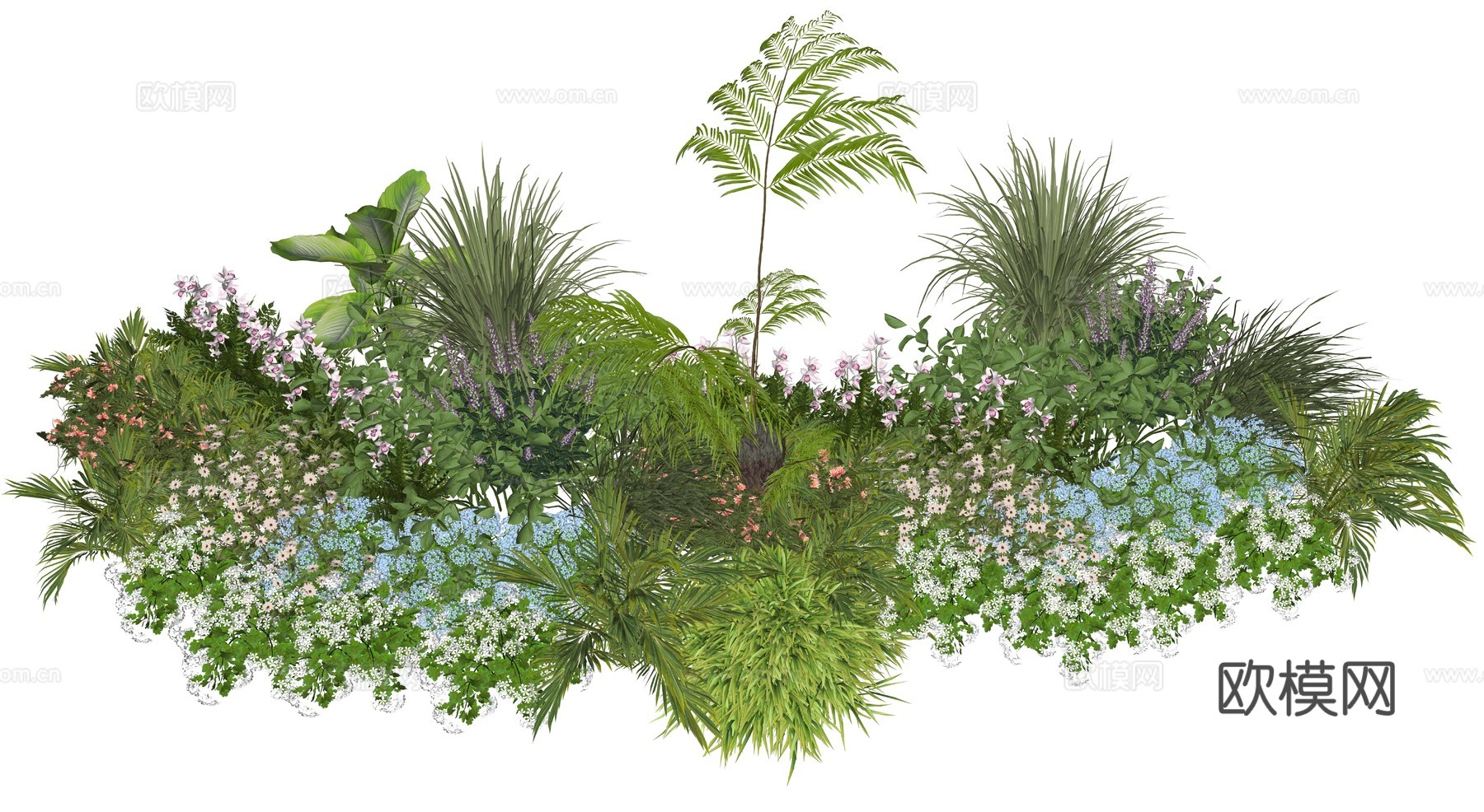 现代室内植物堆造景组合su模型