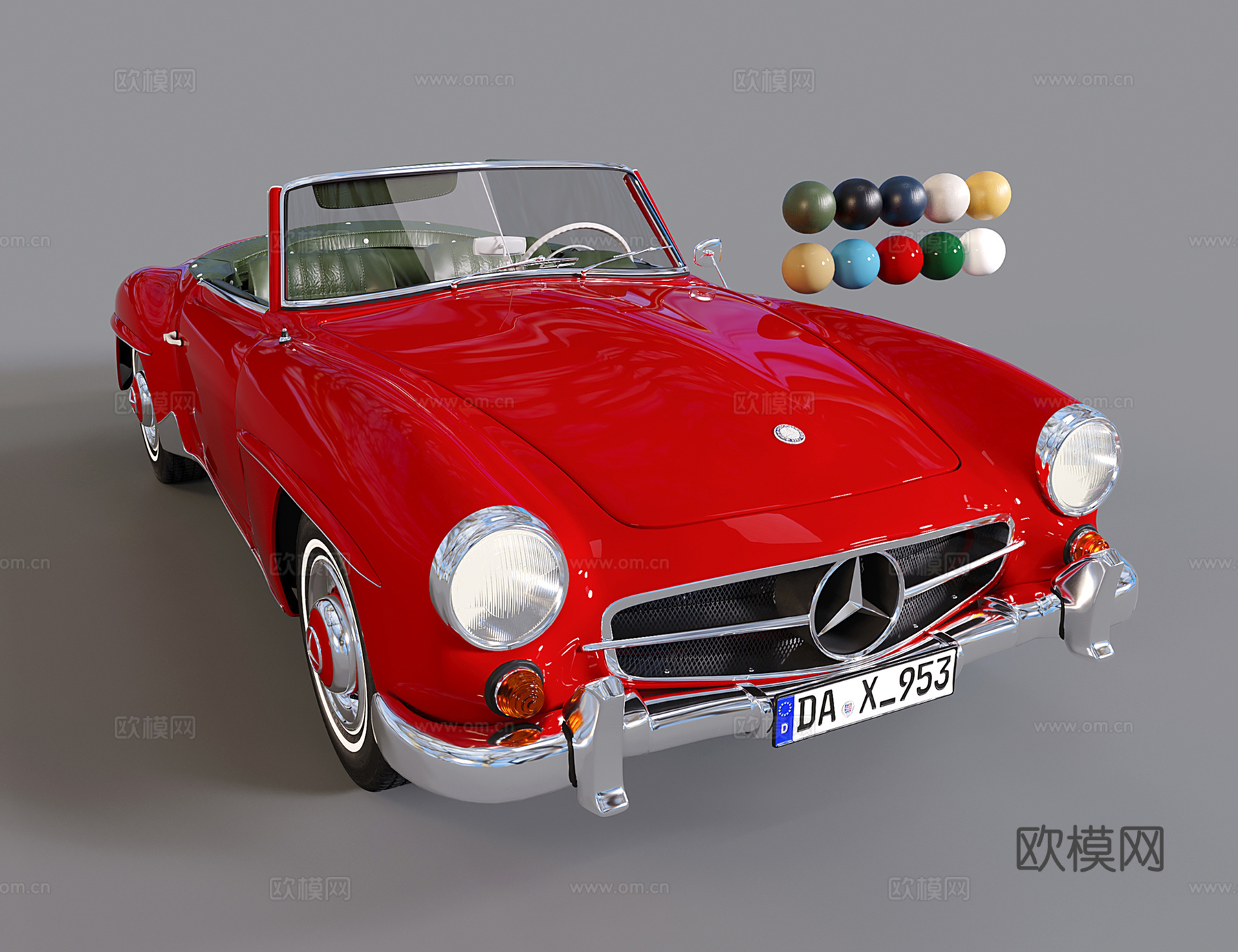 现代怀旧汽车 复古汽车 老爷车 老式奔驰跑车su模型