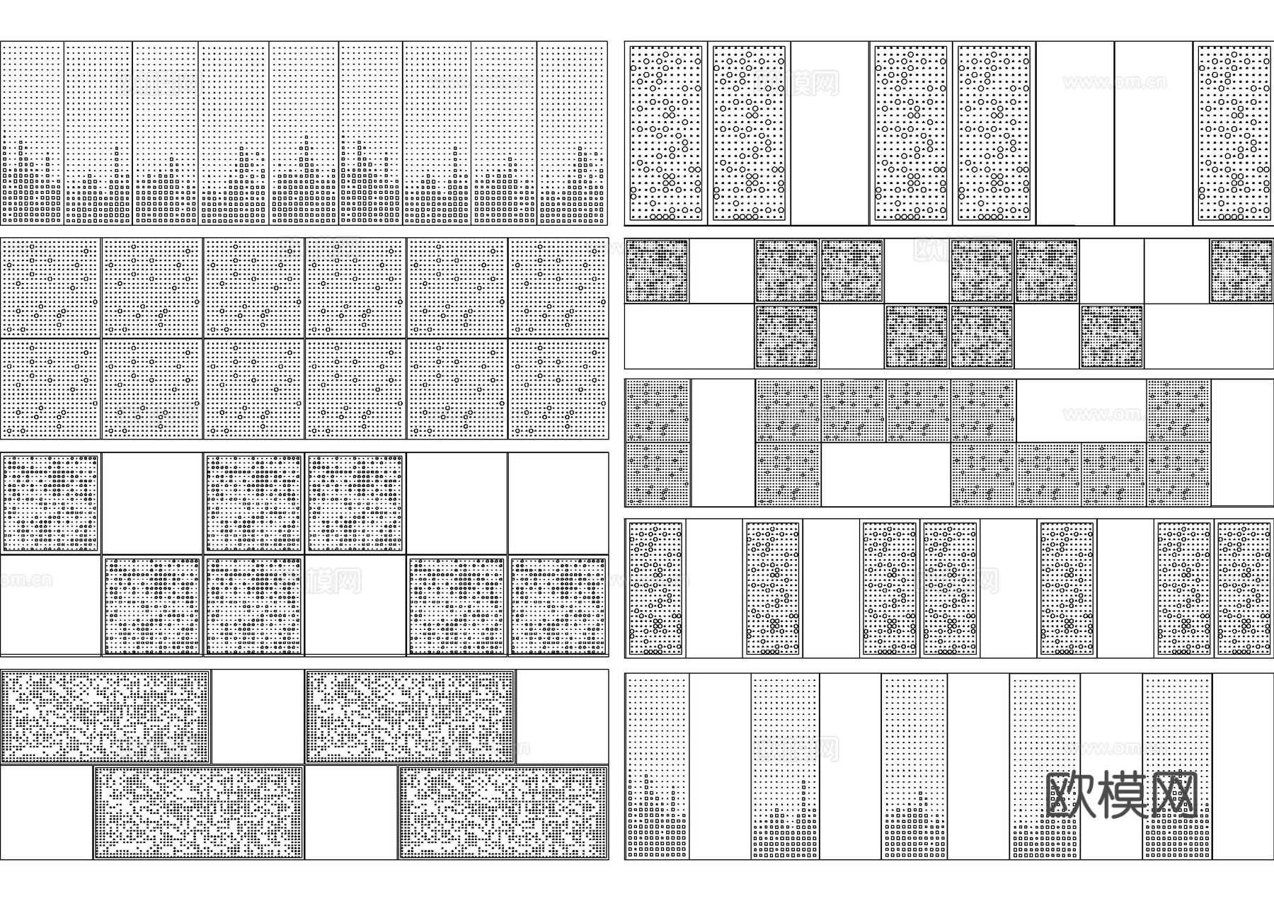 现代铝板冲孔板CAD图库cad施工图