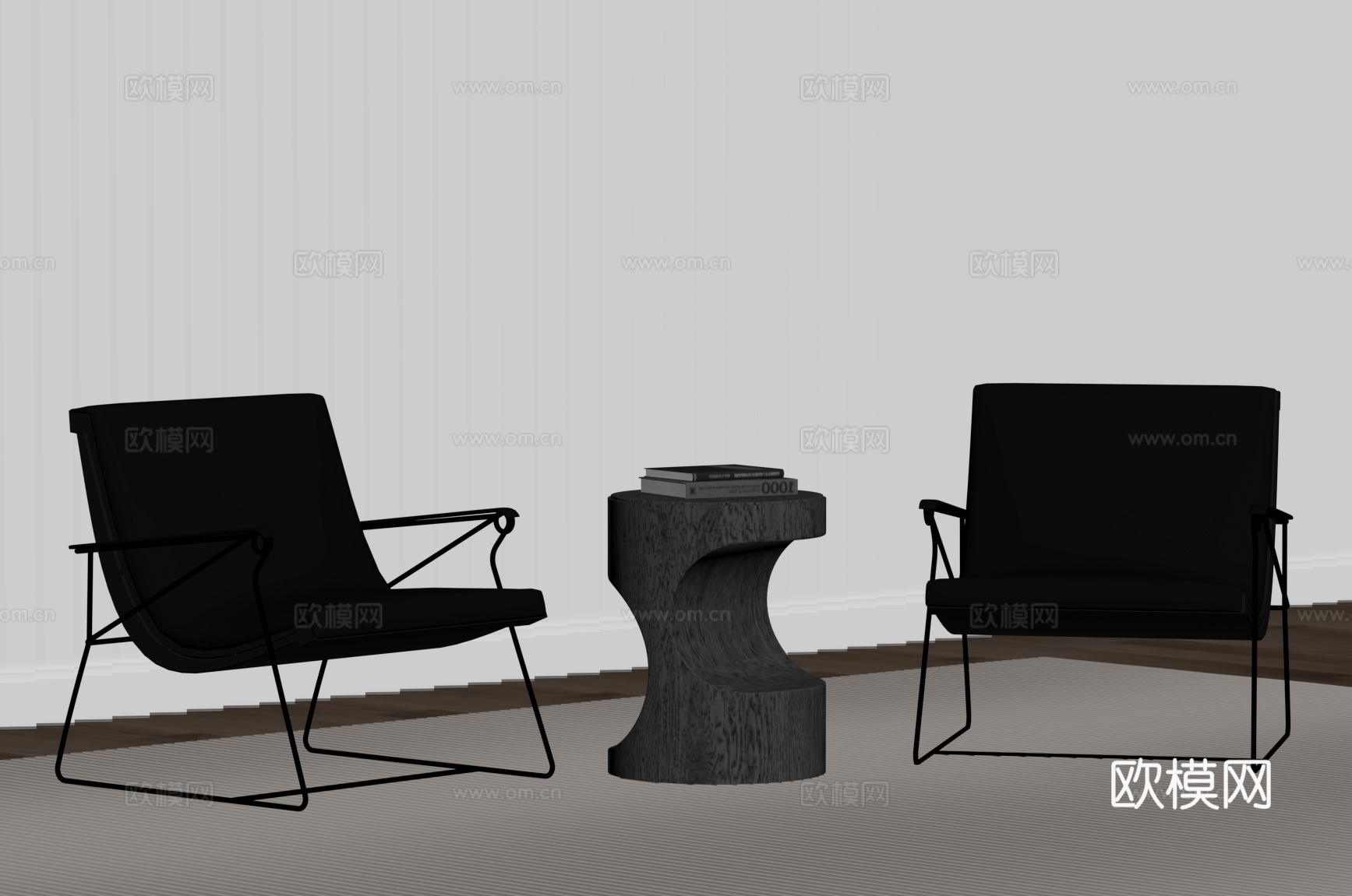 现代意式洽谈椅 皮质休闲椅su模型