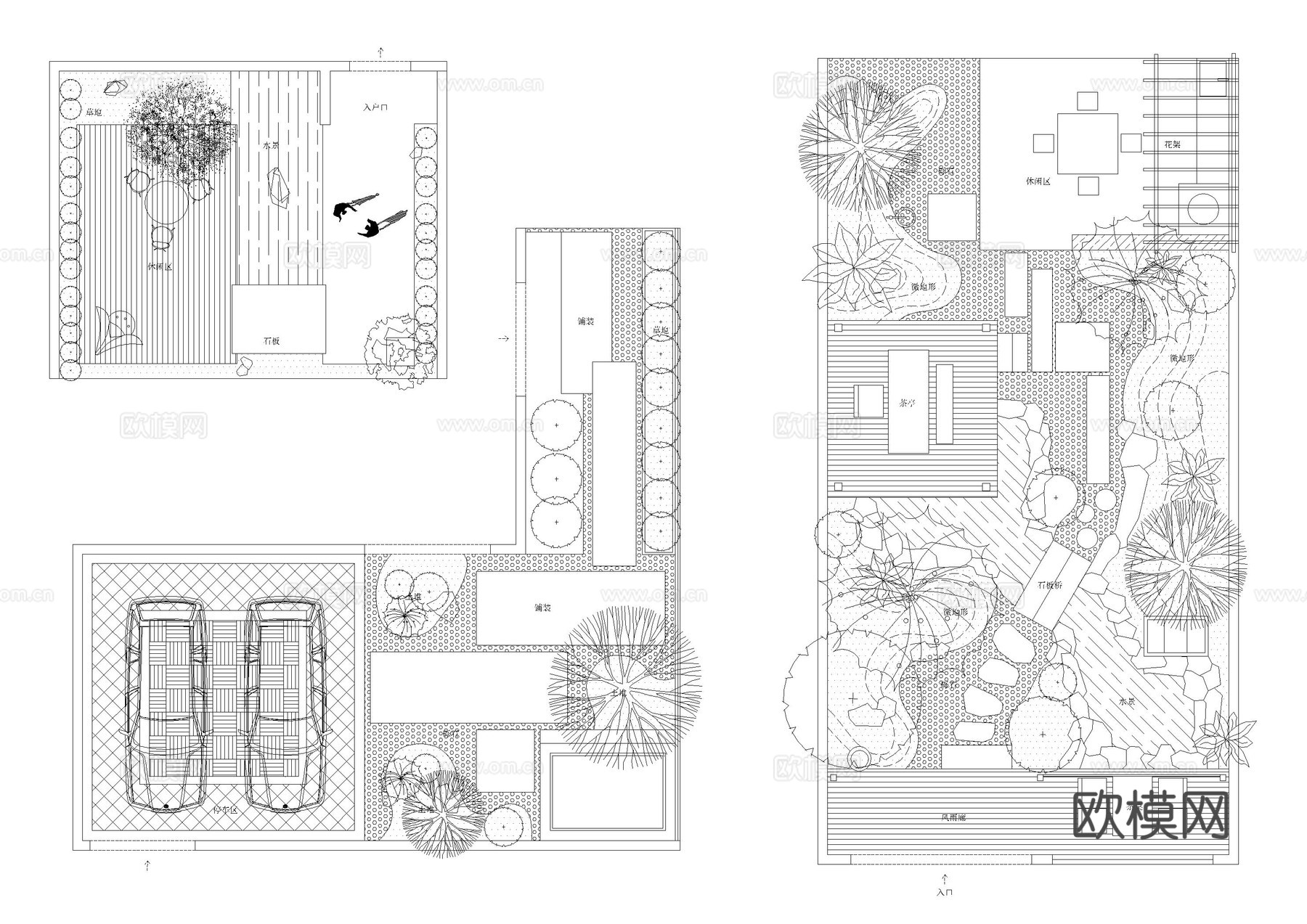 庭院花园日式景观平面图cad施工图