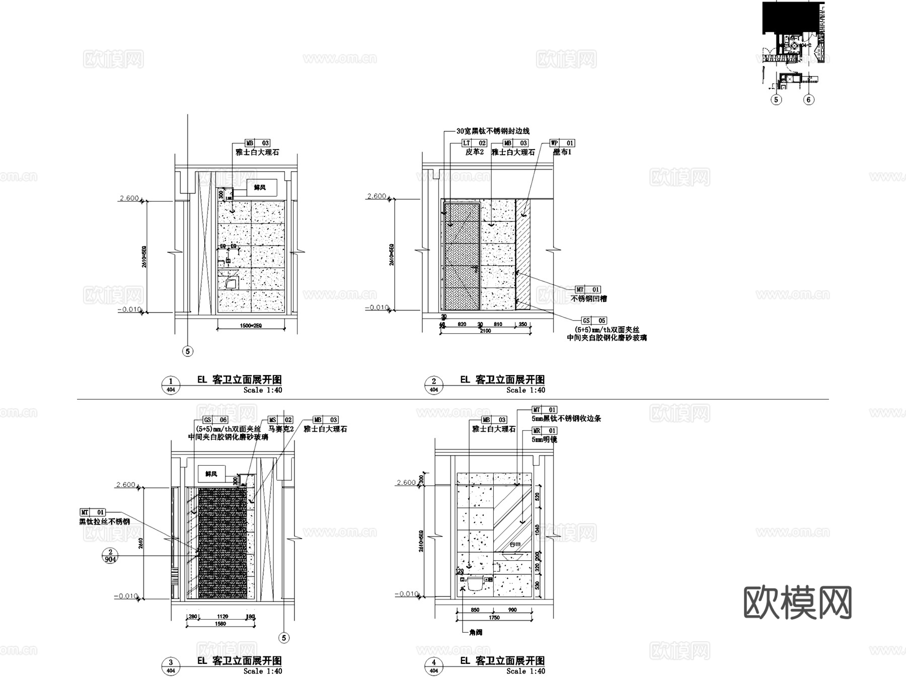 深圳湾壹号广场T5-6C户型室内家装CAD施工图整套cad施工图