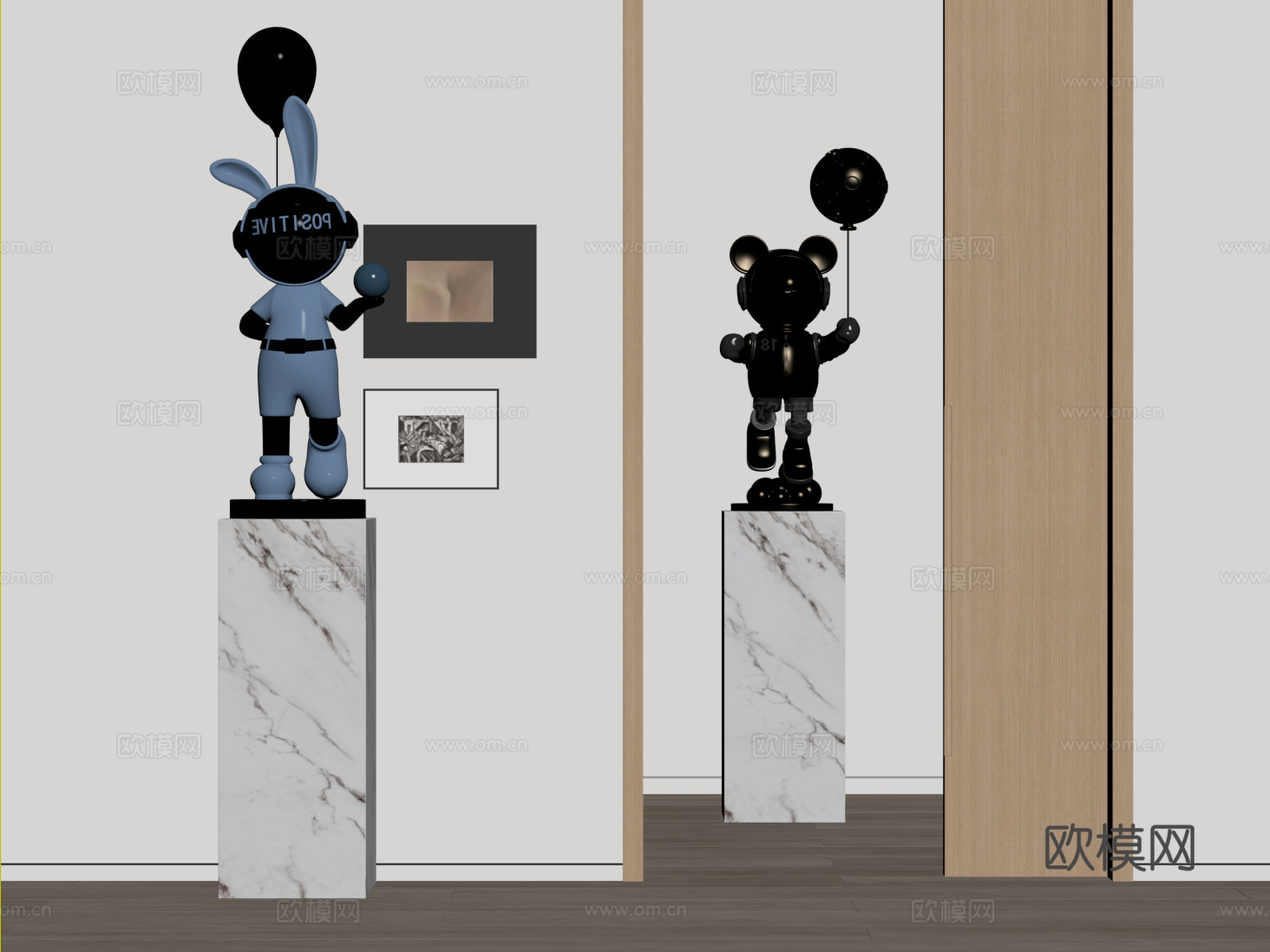 现代卡通雕塑 创意雕塑 太空兔雕塑 太空熊雕塑su模型