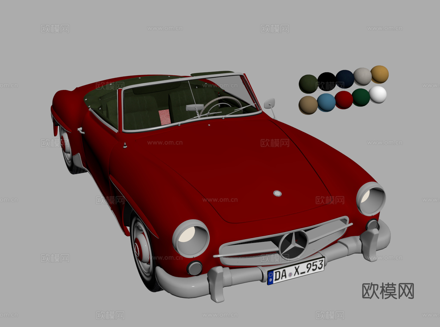 现代怀旧汽车 复古汽车 老爷车 老式奔驰跑车su模型