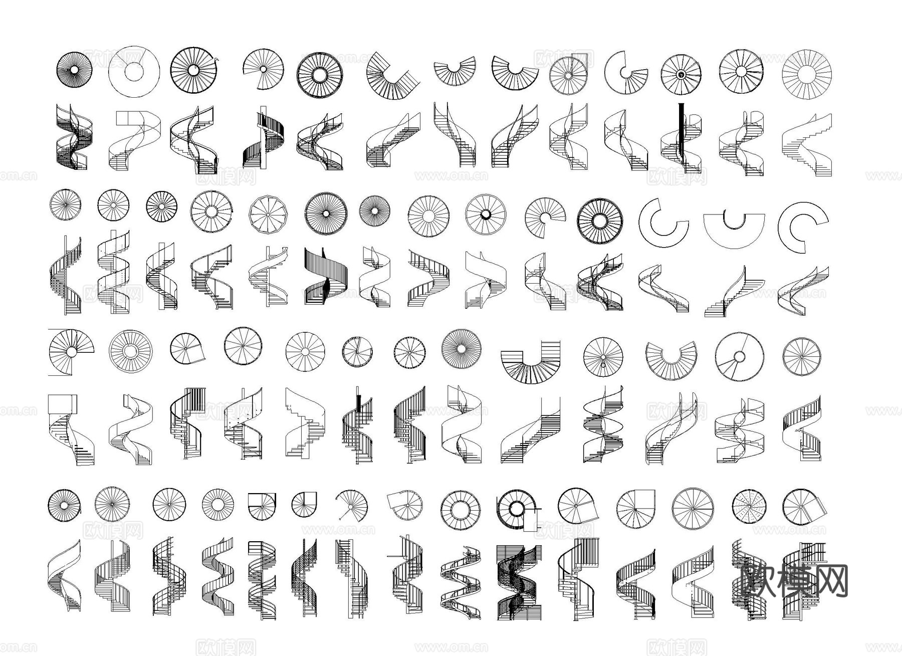 旋转楼梯复式楼梯CAD图库cad施工图