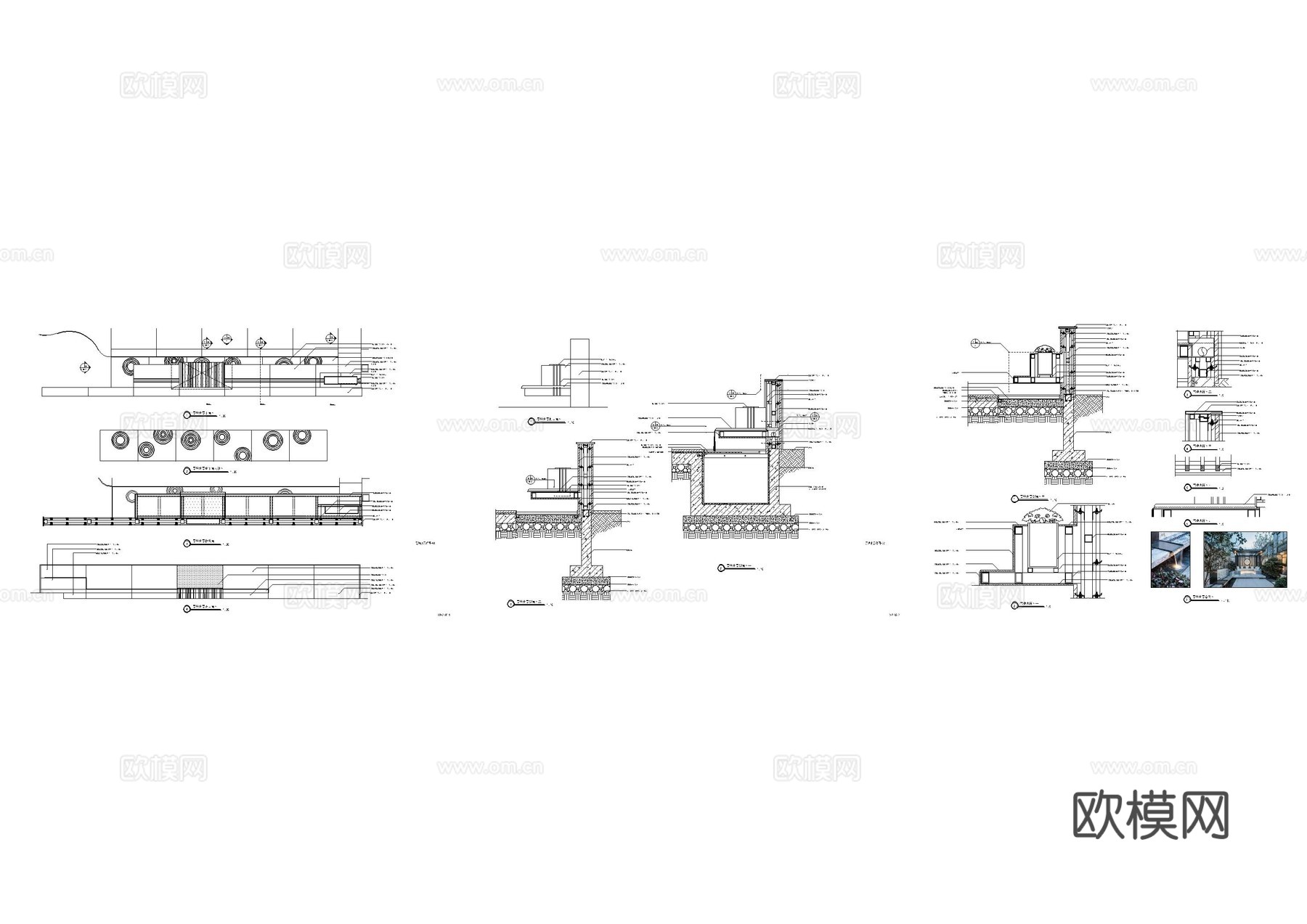 黑镜钢镜面景墙水景详图cad施工图