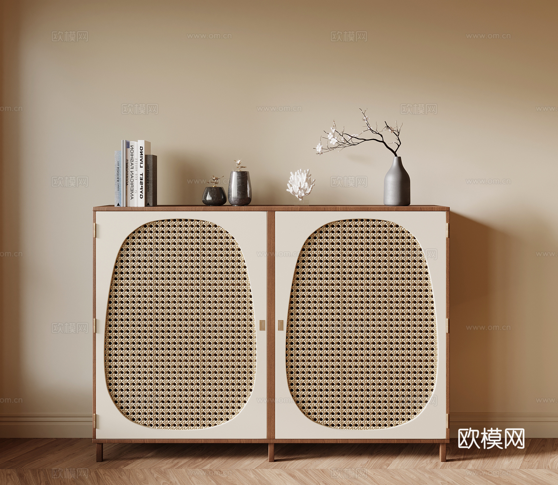 中古风餐边柜 边柜 矮柜 储物柜su模型