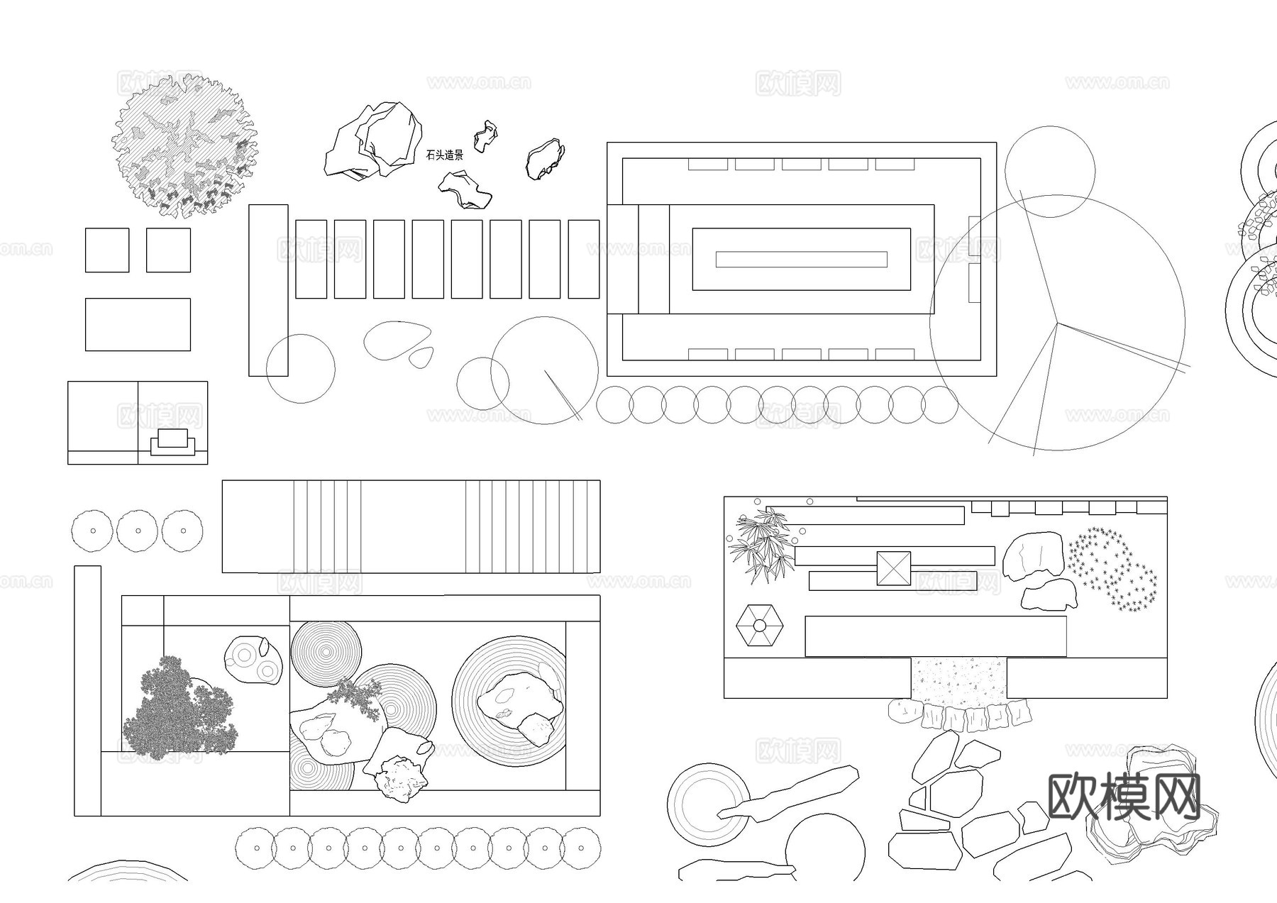 庭院花园景观小品cad图块cad施工图