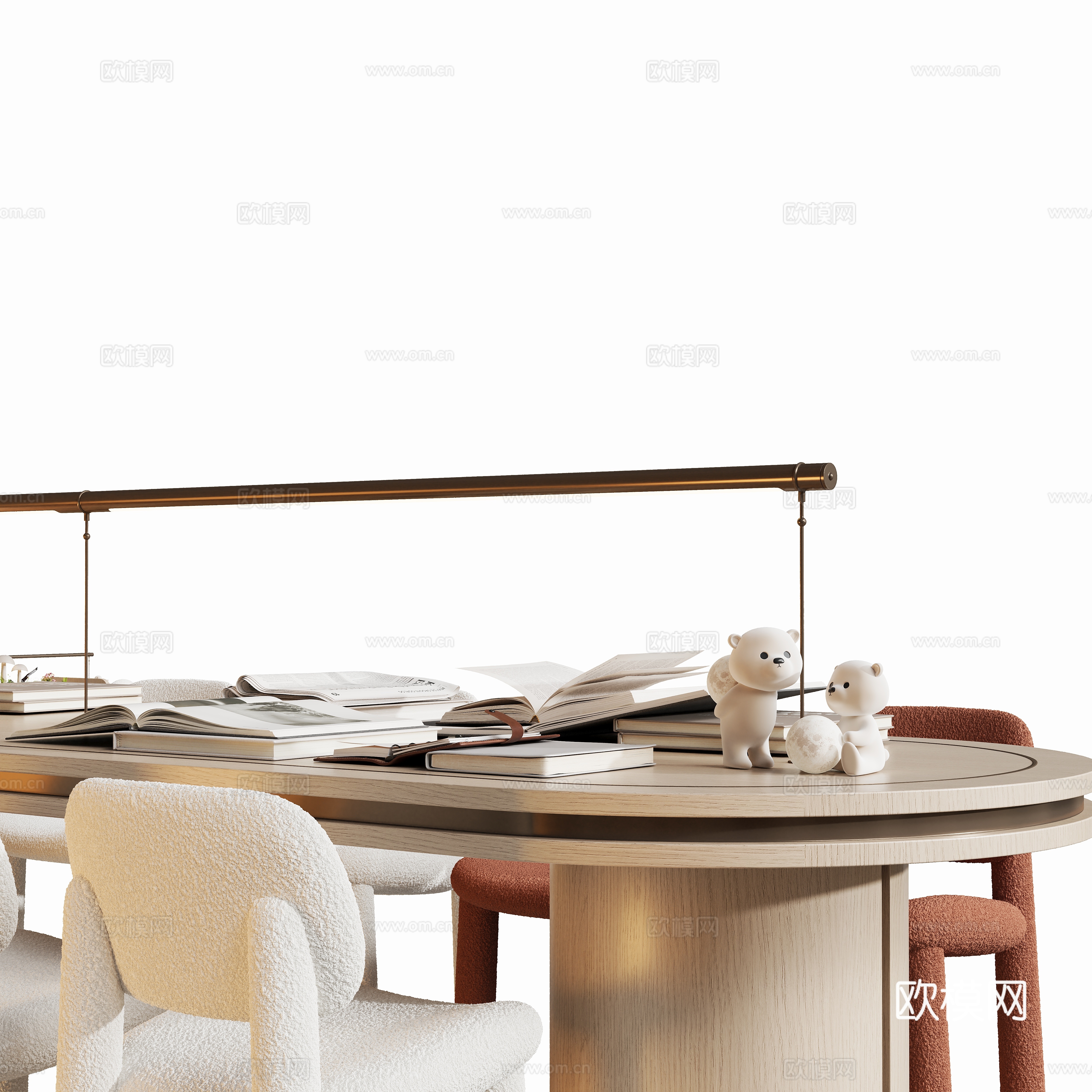 现代儿童手工书桌椅组合su模型