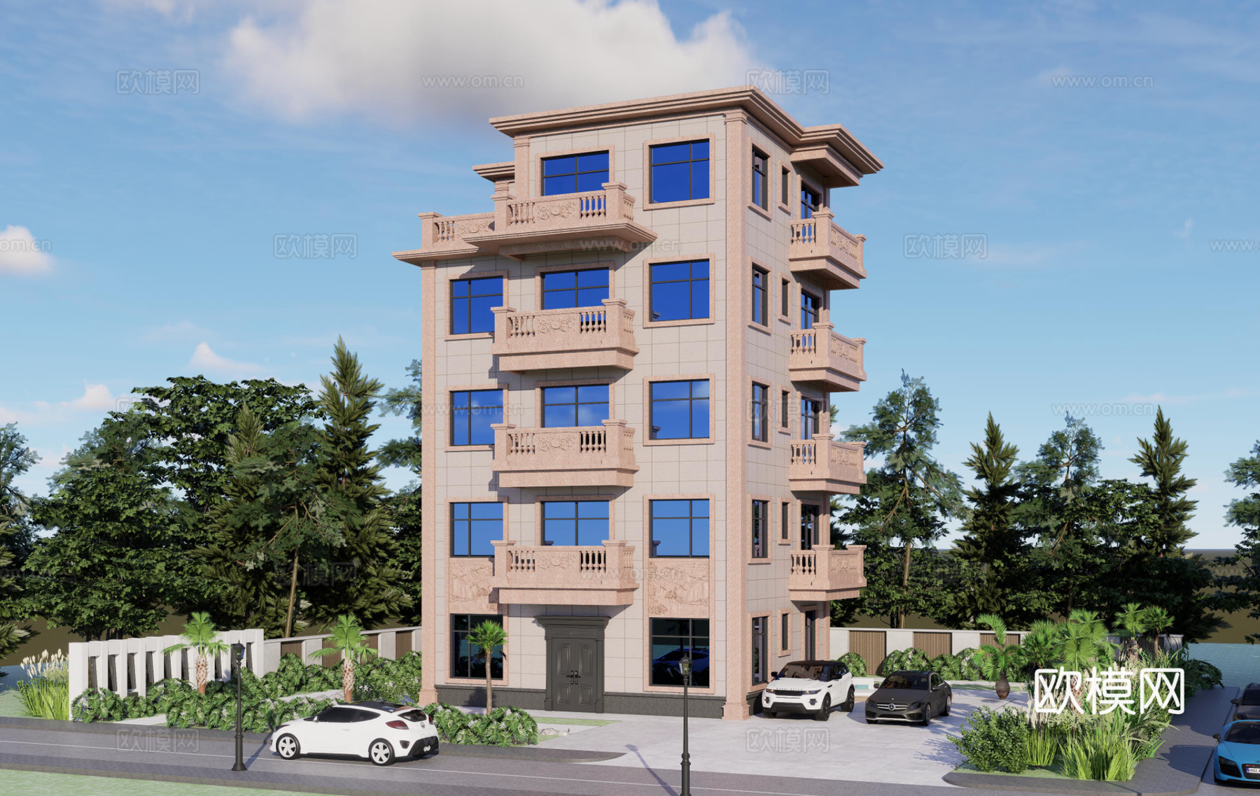 欧式别墅 独栋别墅 别墅su模型