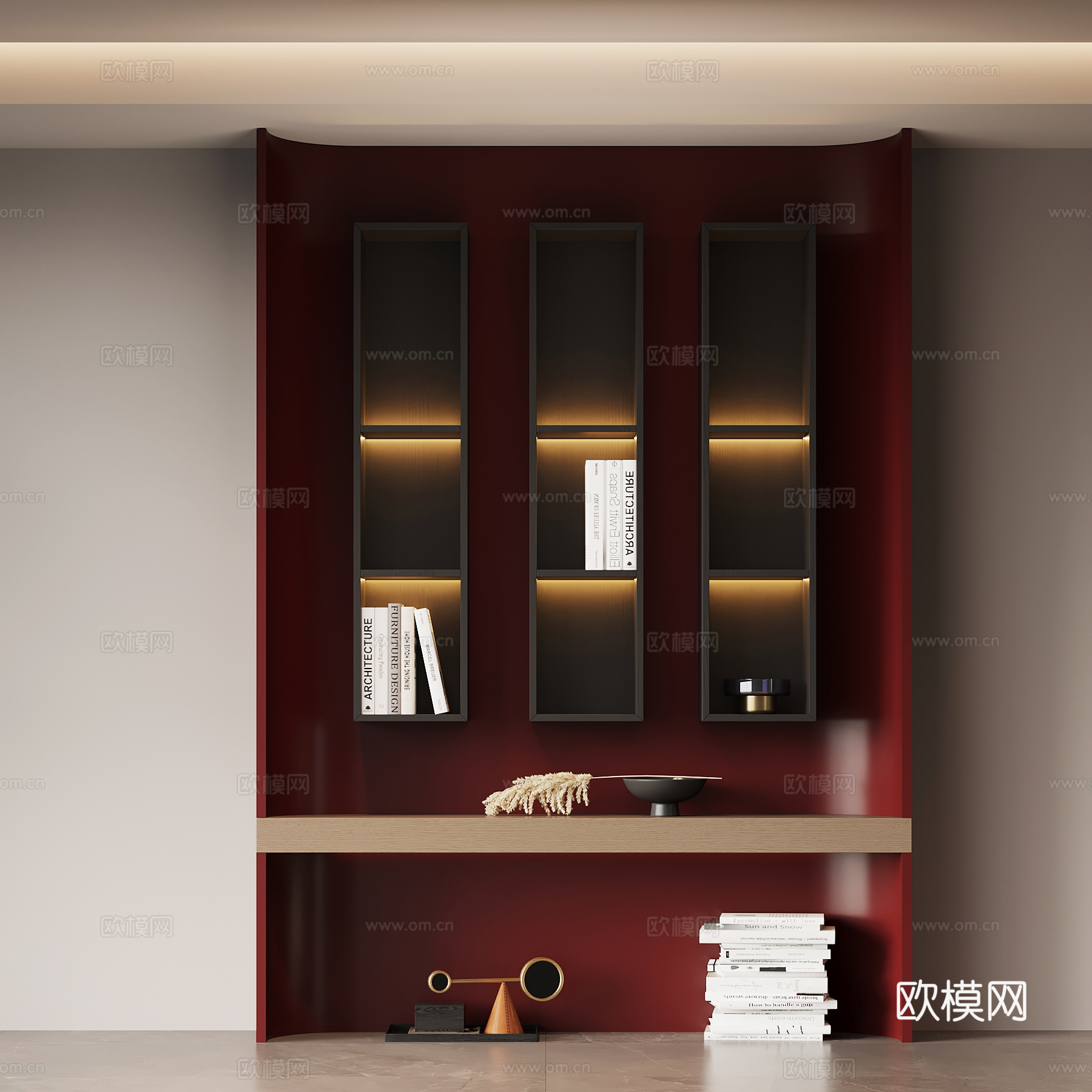 现代意式玄关 书柜 隔断su模型