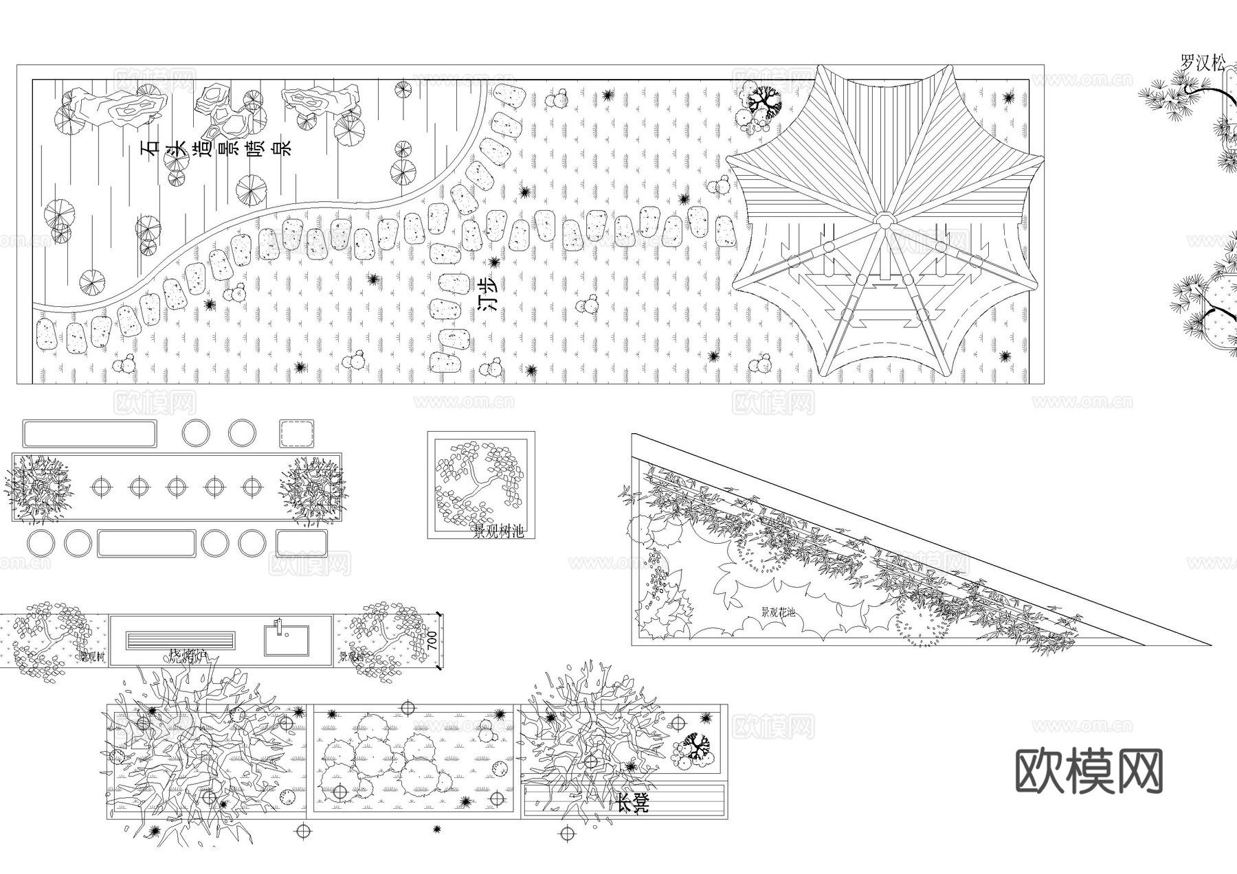 庭院花园景观cad图块cad施工图