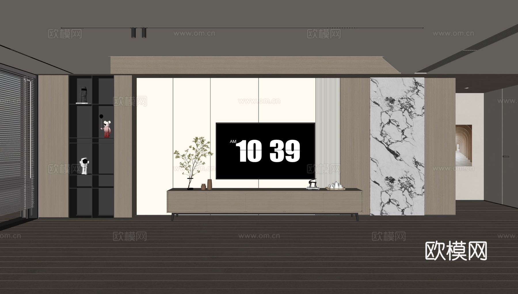 现代客厅 奶油客厅 电视背景墙 客厅背景 电视柜su模型