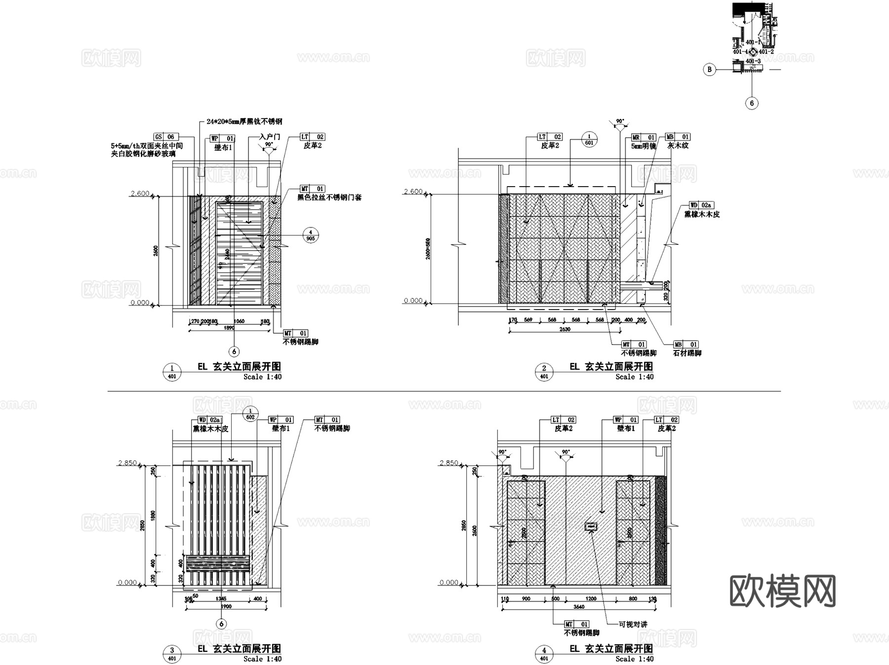 深圳湾壹号广场T5-6C户型室内家装CAD施工图整套cad施工图