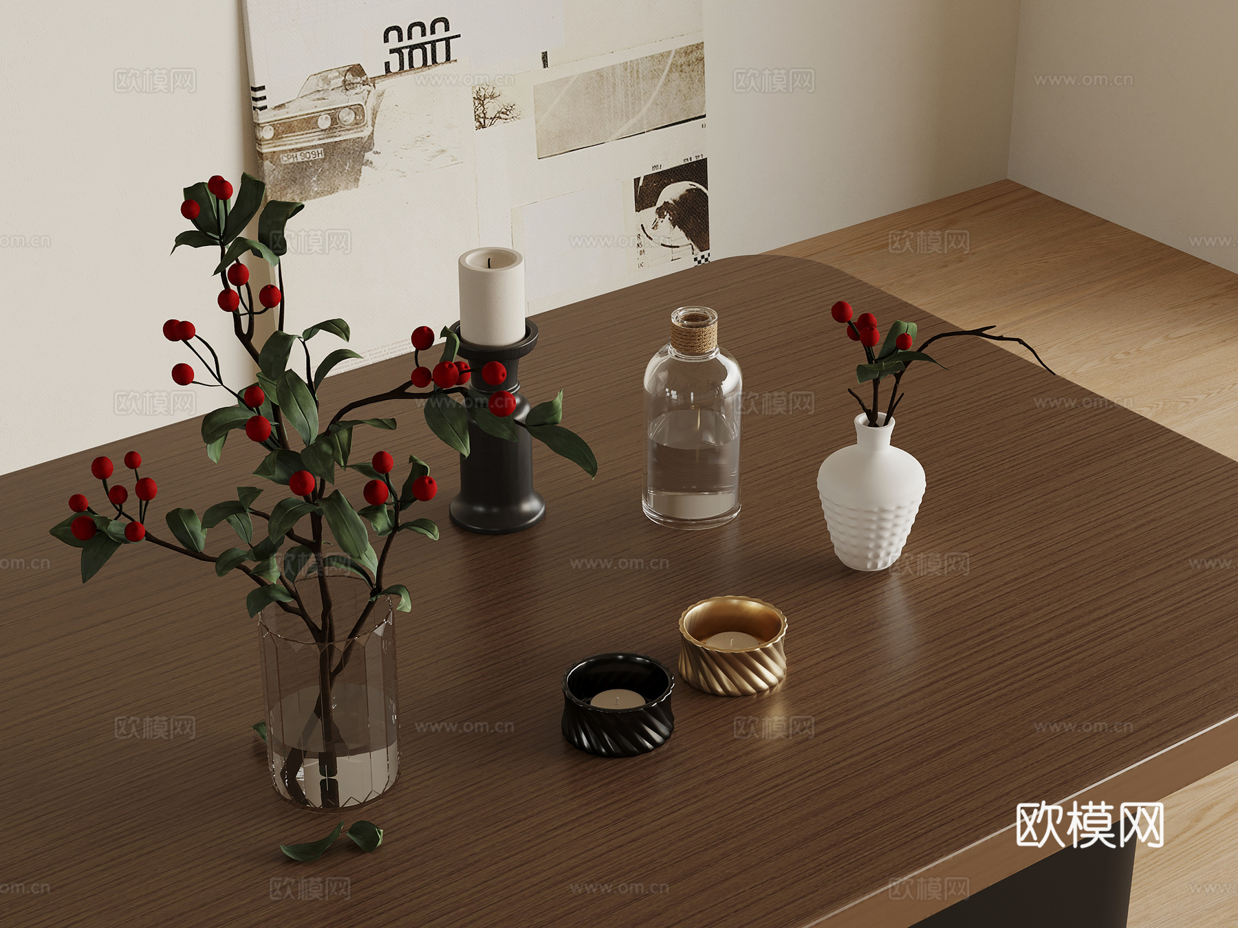 法式饰品摆件 花瓶花艺3d模型下载