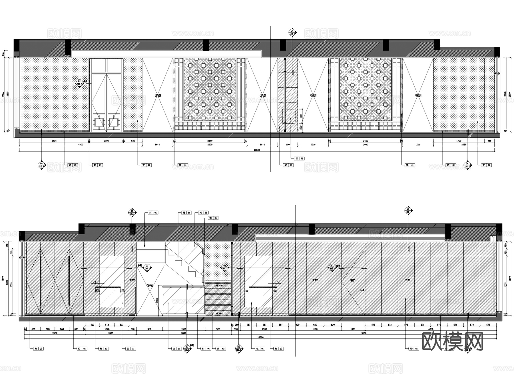 上海中信泰富青浦朱家角二层别墅样板房室内家装CAD施工图整套cad施工图