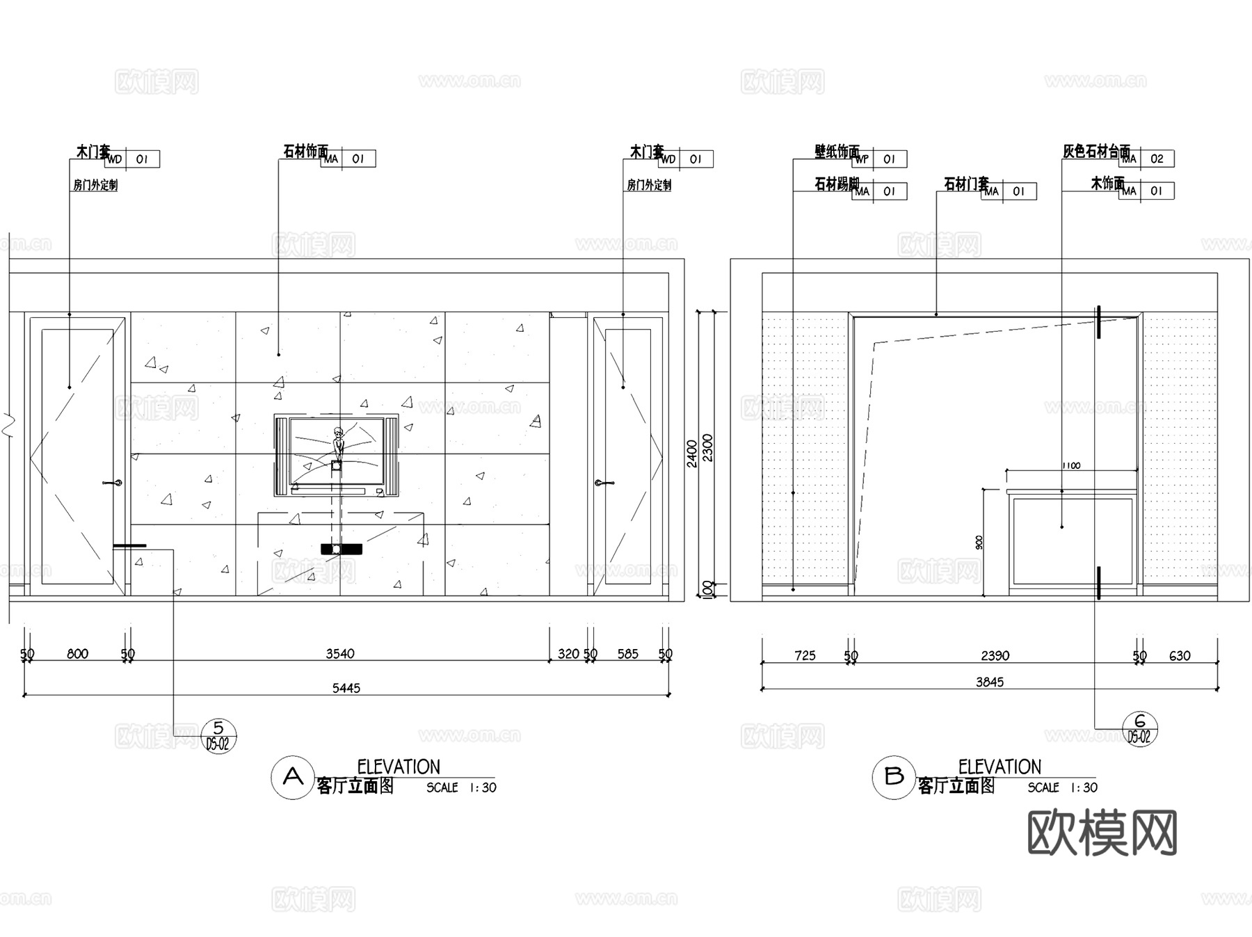 万邦国际138㎡平层样板间室内家装CAD施工图整套cad施工图