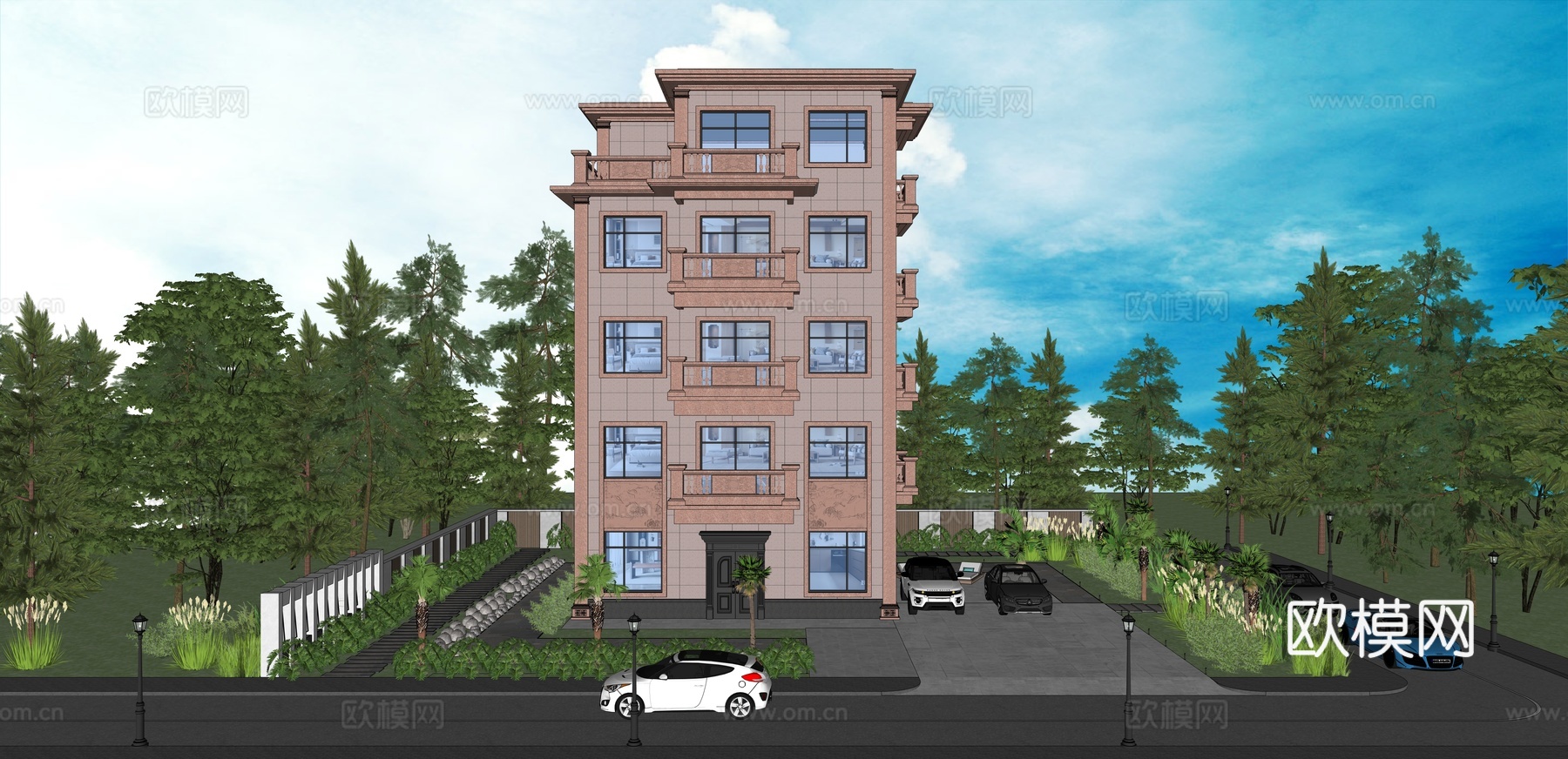 欧式别墅 独栋别墅 别墅su模型