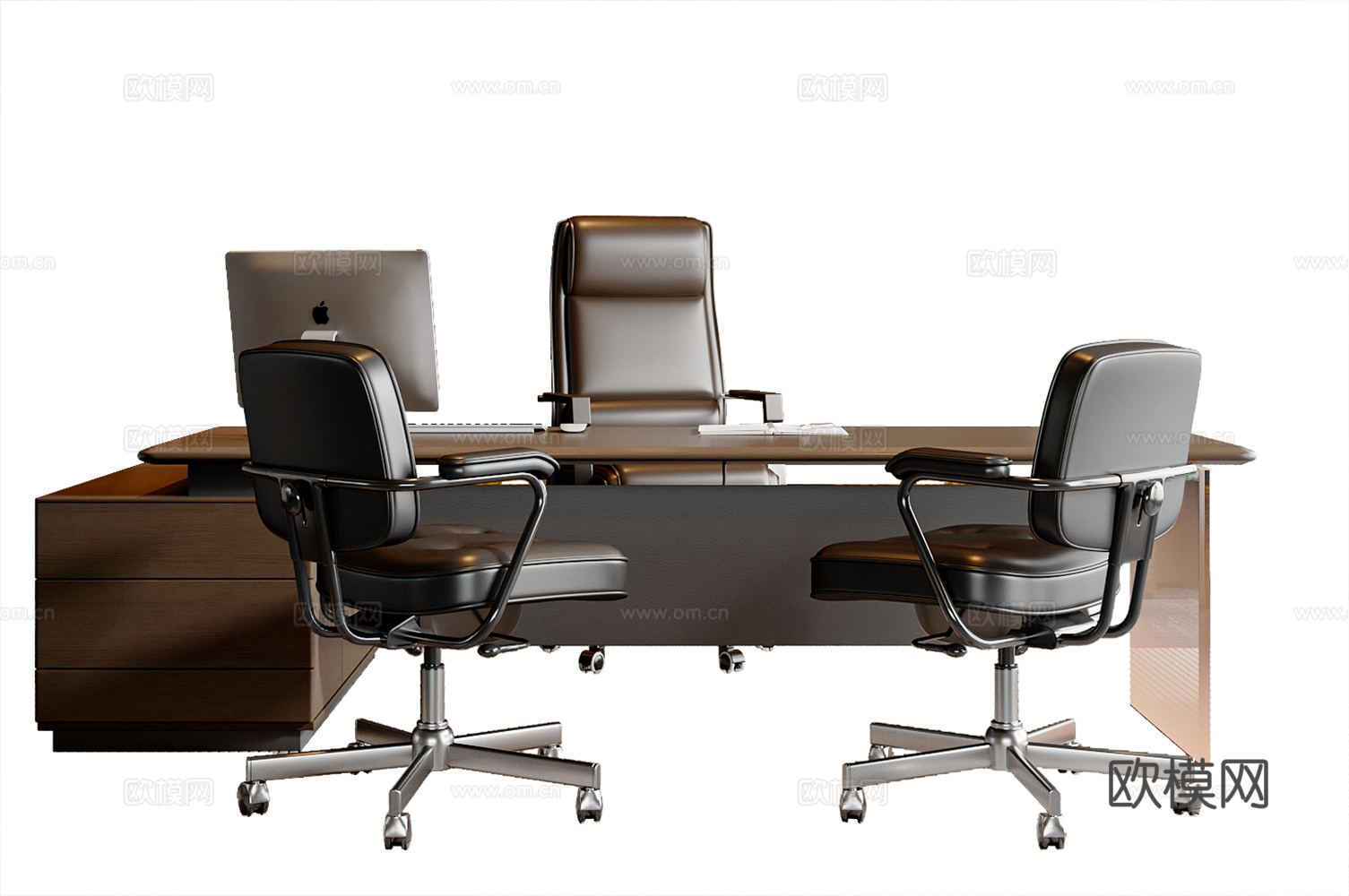现代意式办公桌椅 办公椅 老板椅 吊灯 办公桌 办公摆件3d模型下载