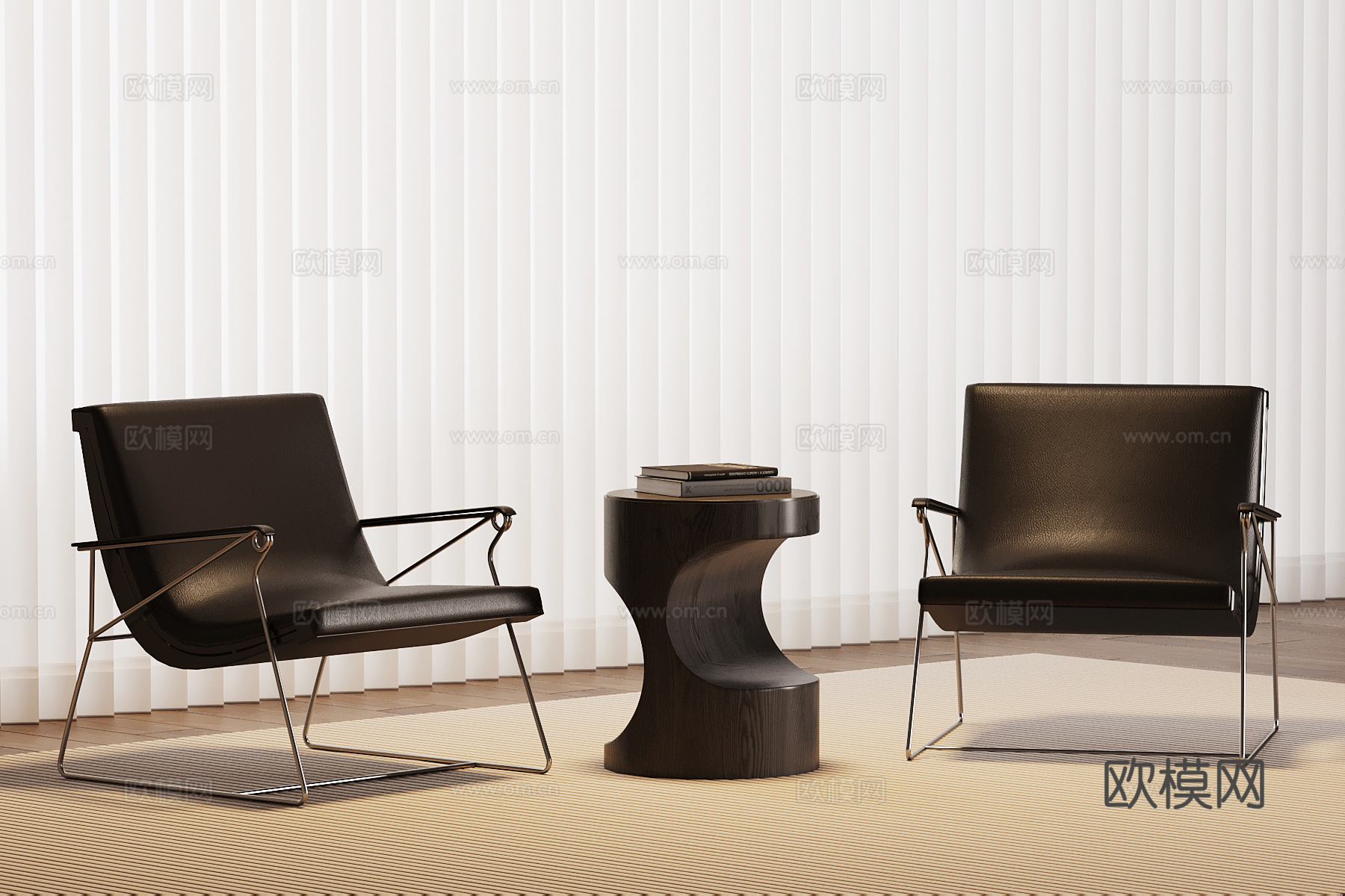 现代意式洽谈椅 皮质休闲椅su模型