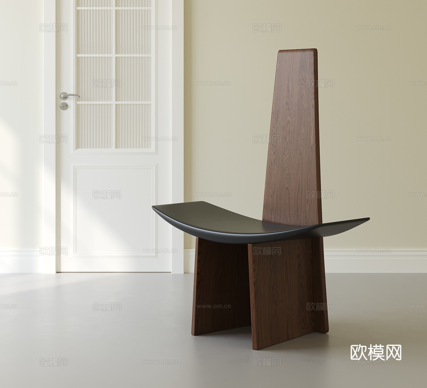 侘寂中古餐椅su模型