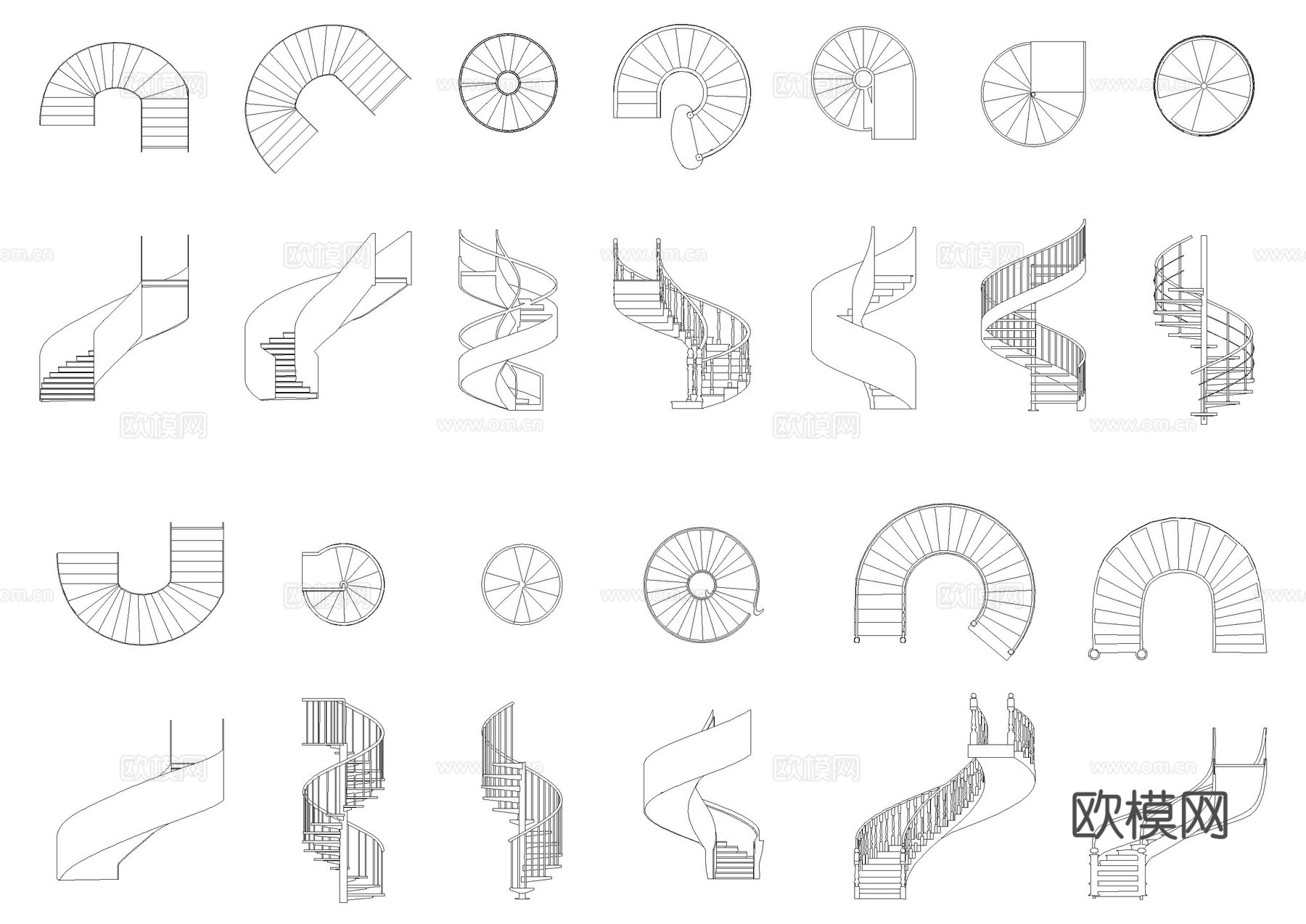 旋转楼梯平面CAD图库cad施工图