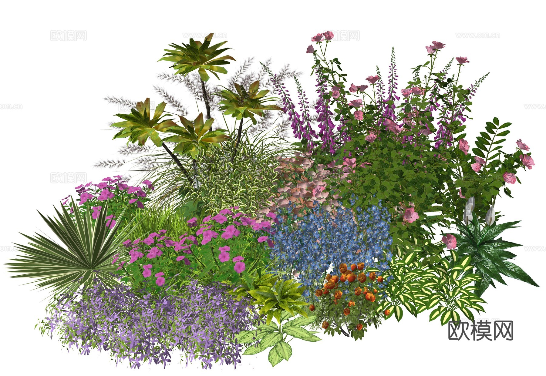 现代室内植物堆造景组合su模型