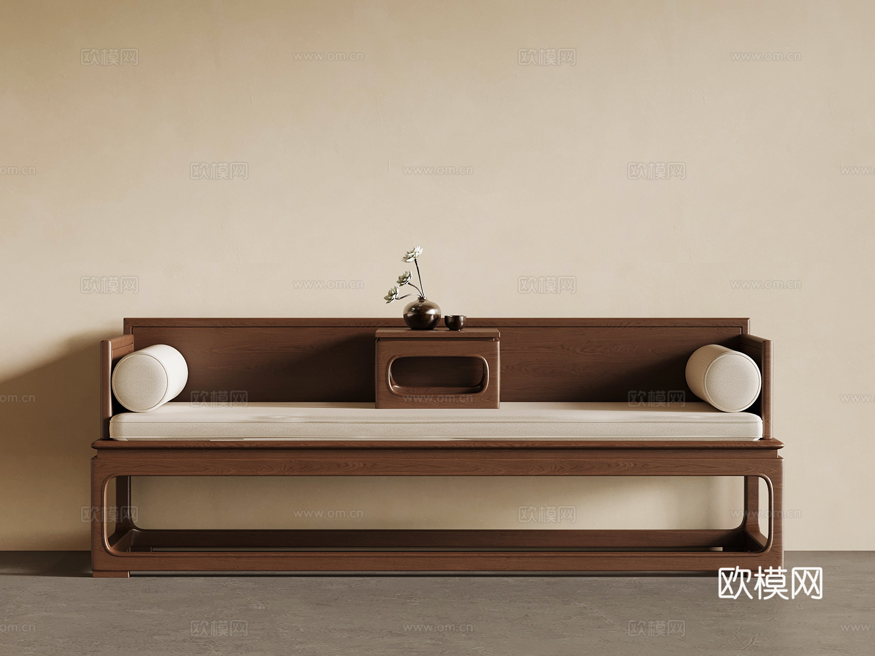 新中式罗汉床su模型