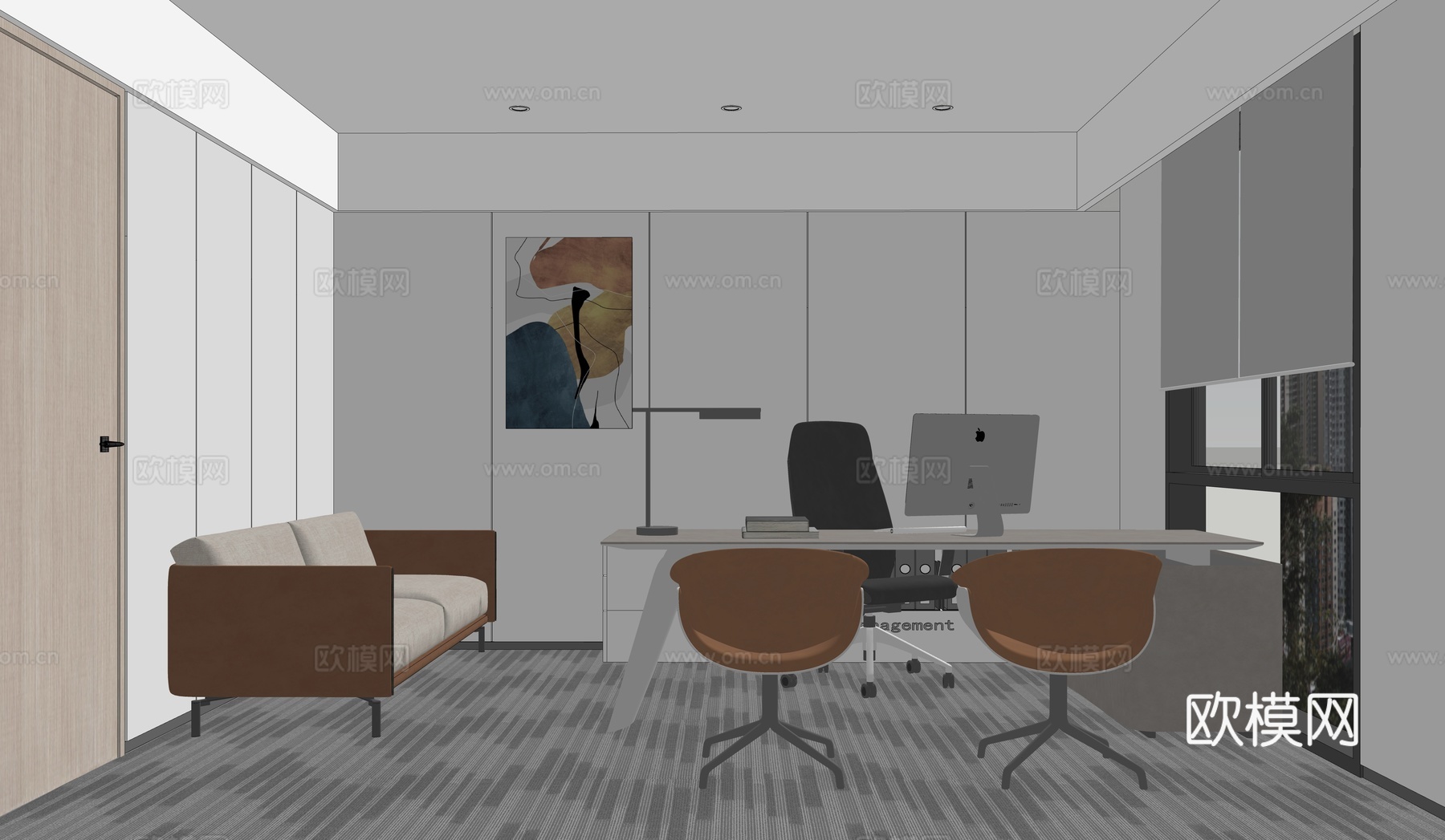 现代经理办公室su模型