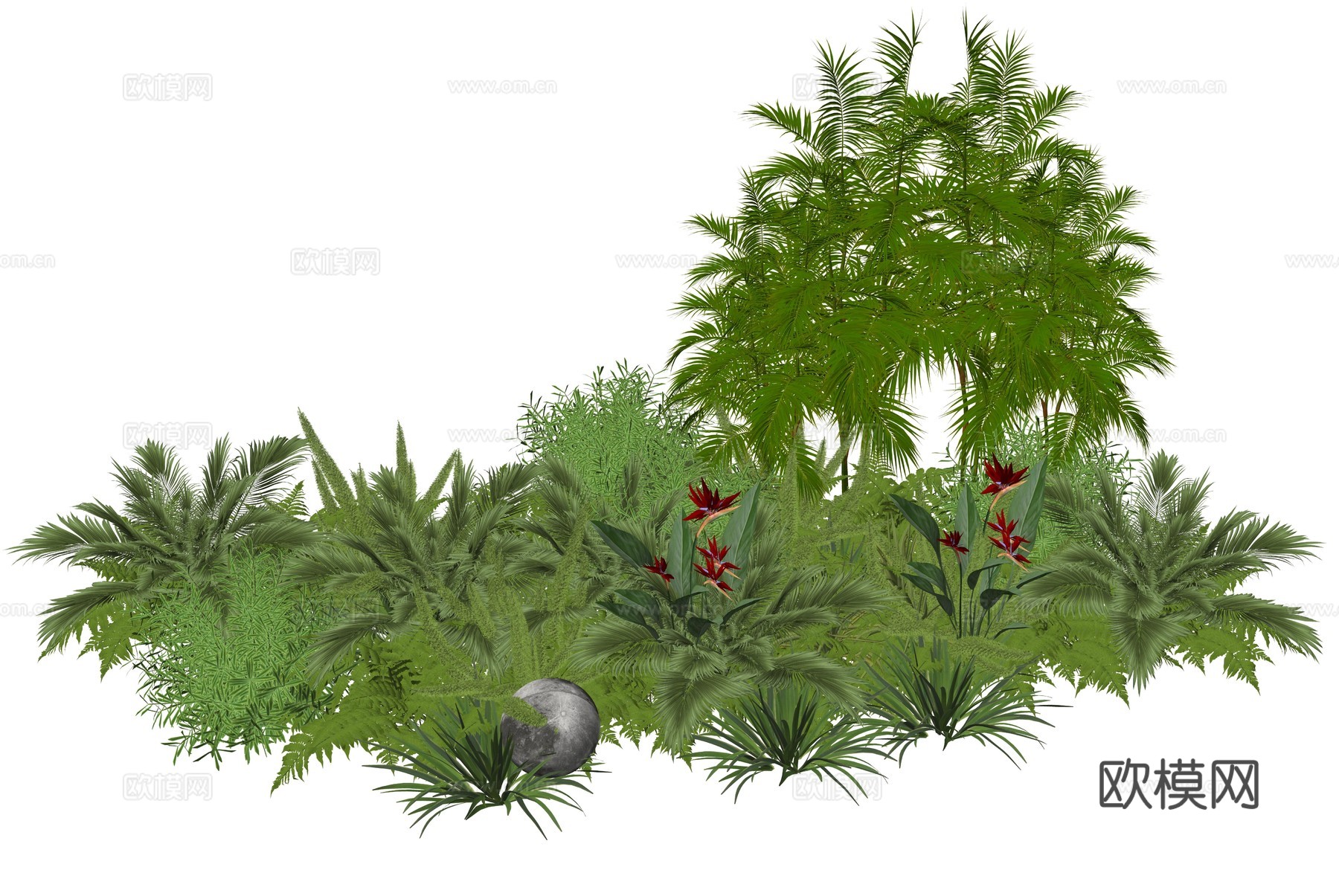 现代室内植物堆造景组合su模型