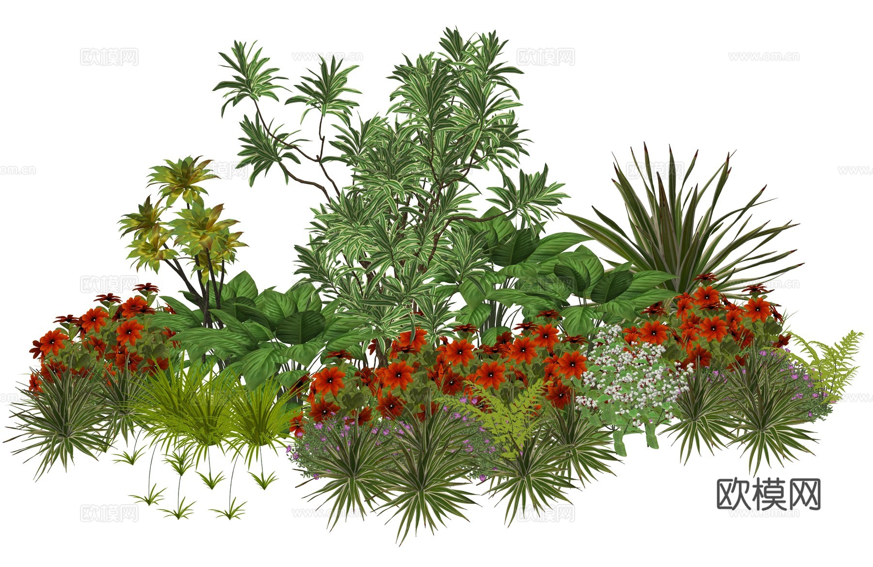 现代室内植物堆造景组合su模型