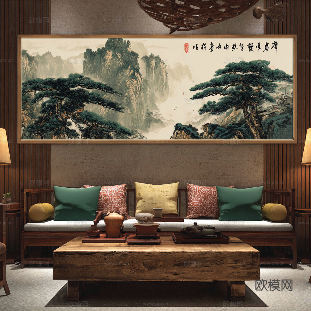 新中式禅意挂画 客厅挂画 复古挂画