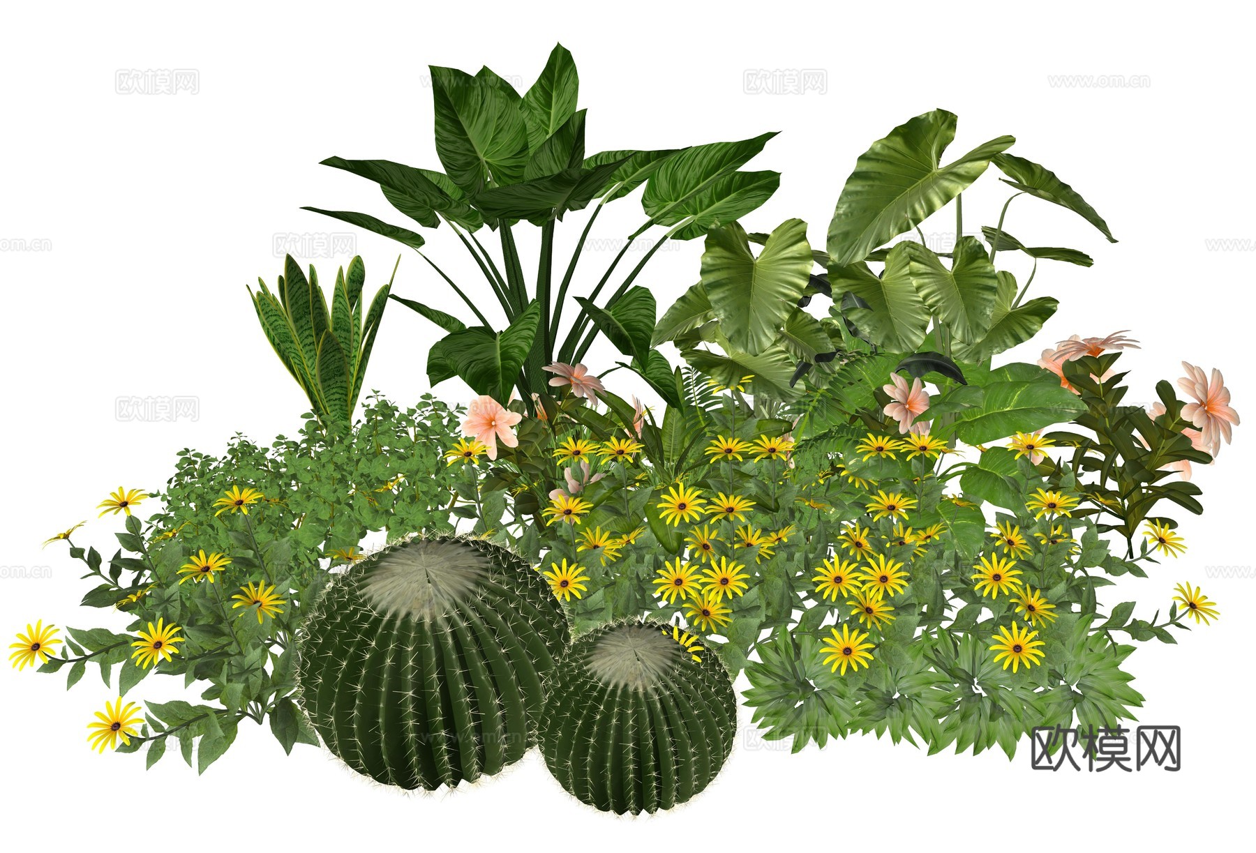 现代室内植物堆造景组合su模型