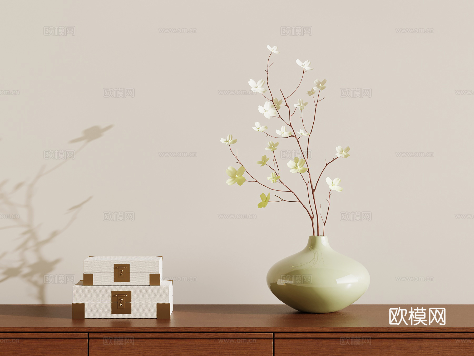 新中式摆件 花瓶 花艺 法式花瓶su模型