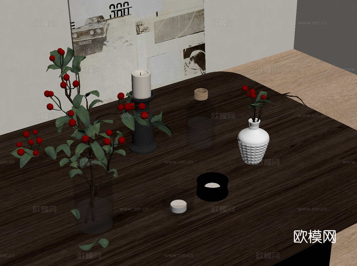 法式饰品摆件 花瓶花艺su模型