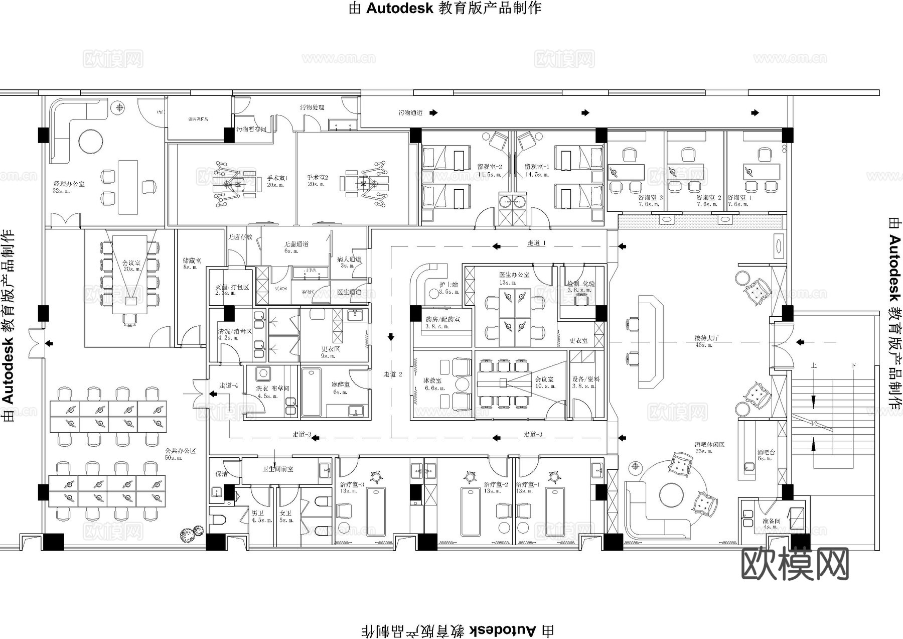 医院手术室办公平面方案图cad施工图