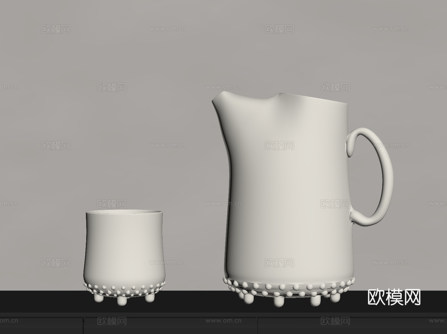 现代水壶 水杯 摆件su模型