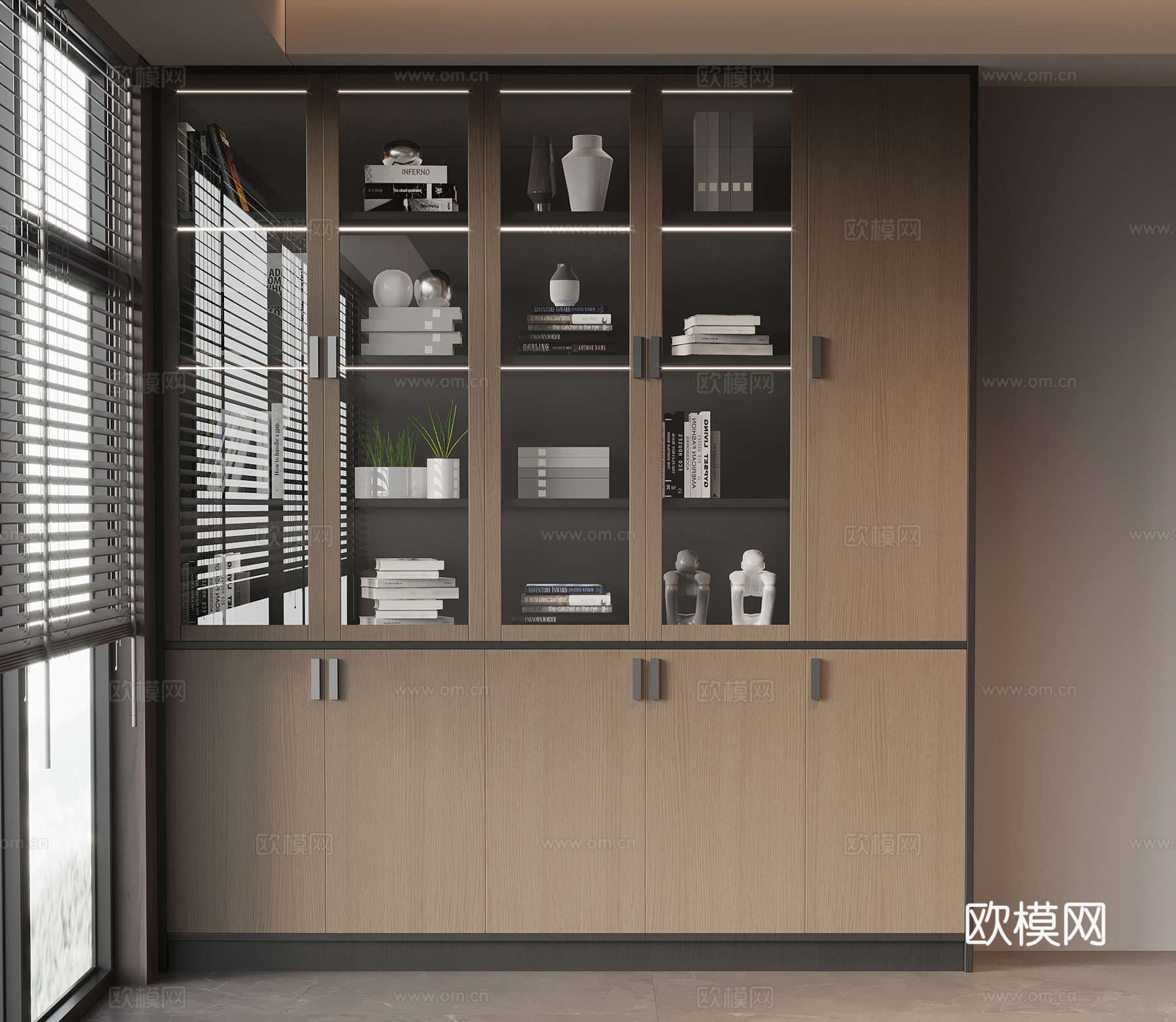 现代意式文件柜 书柜su模型