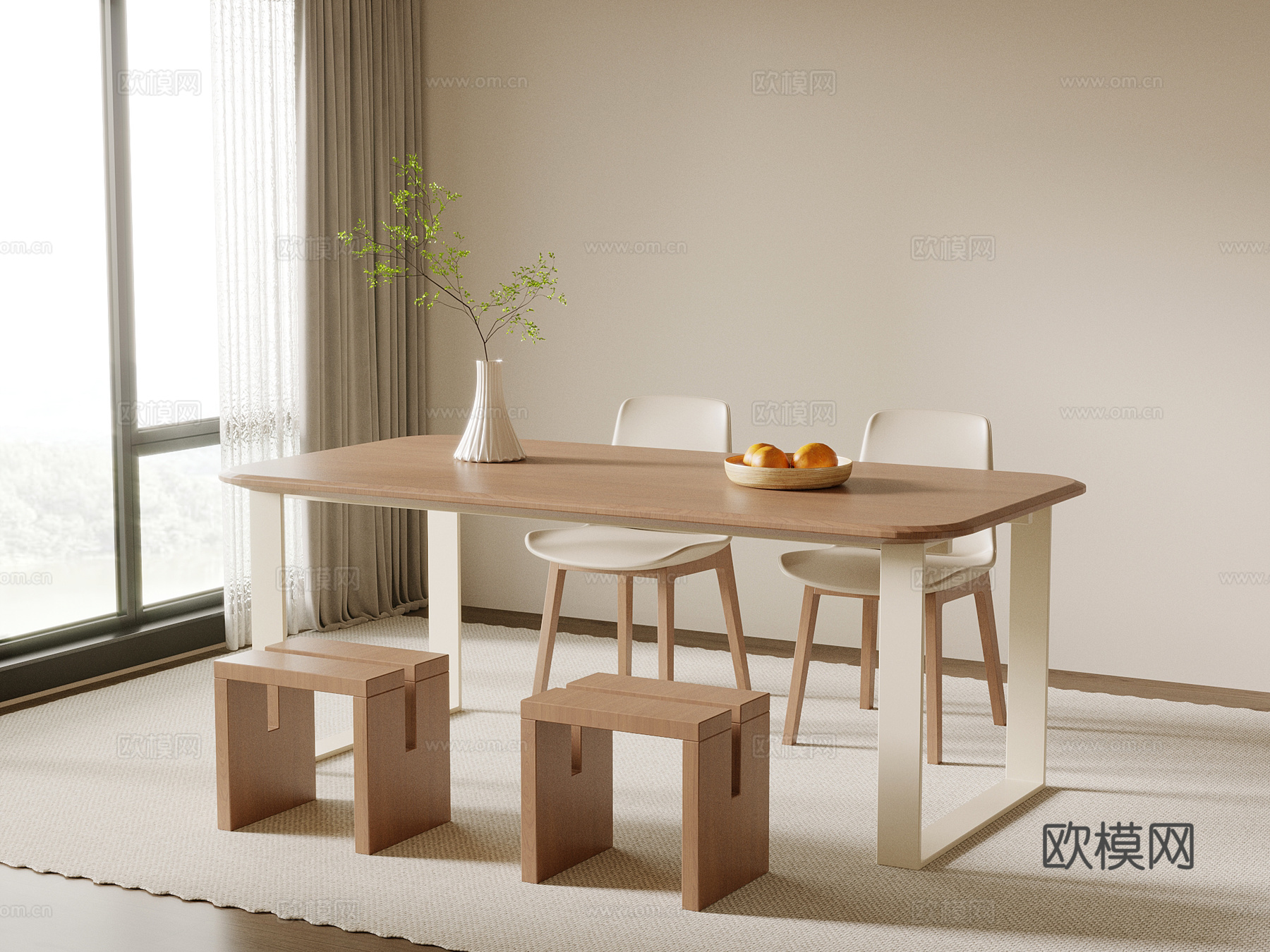法式中古餐桌椅 休闲桌椅su模型