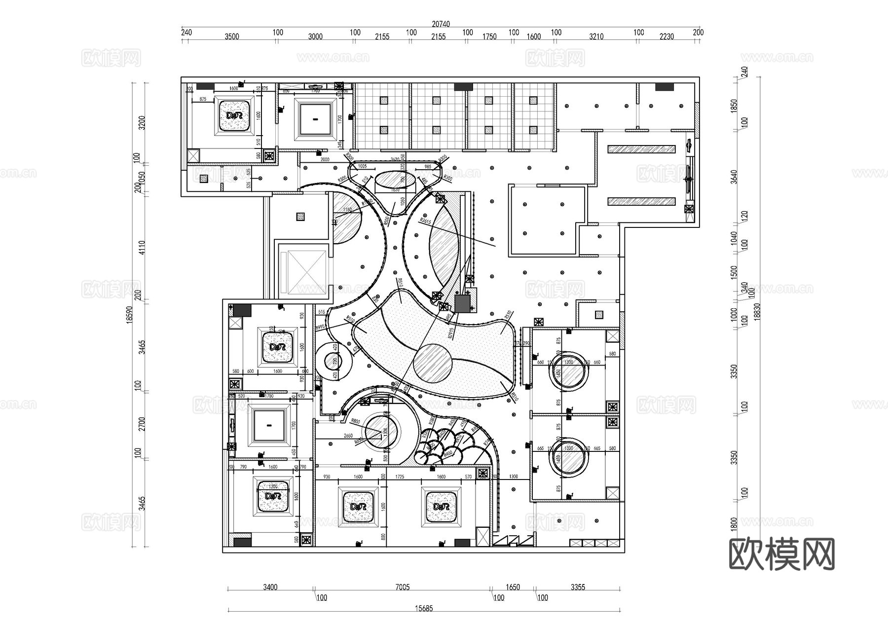 师大牙科口腔医院平面施工图cad施工图