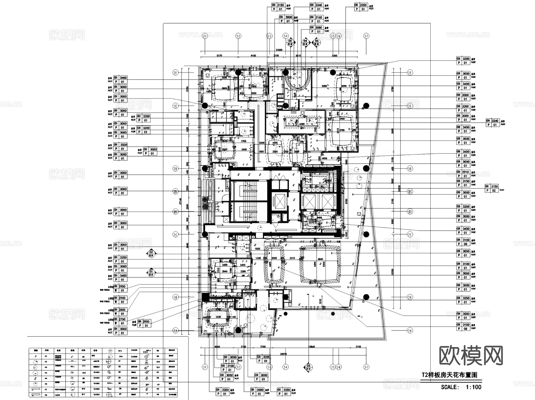 深圳湾一号T2户型样板房室内家装CAD施工图整套cad施工图