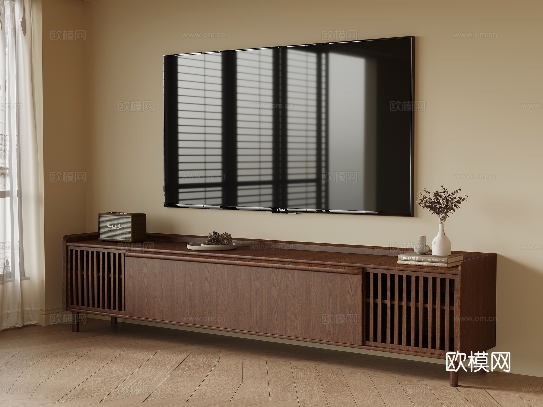 中古风电视柜su模型