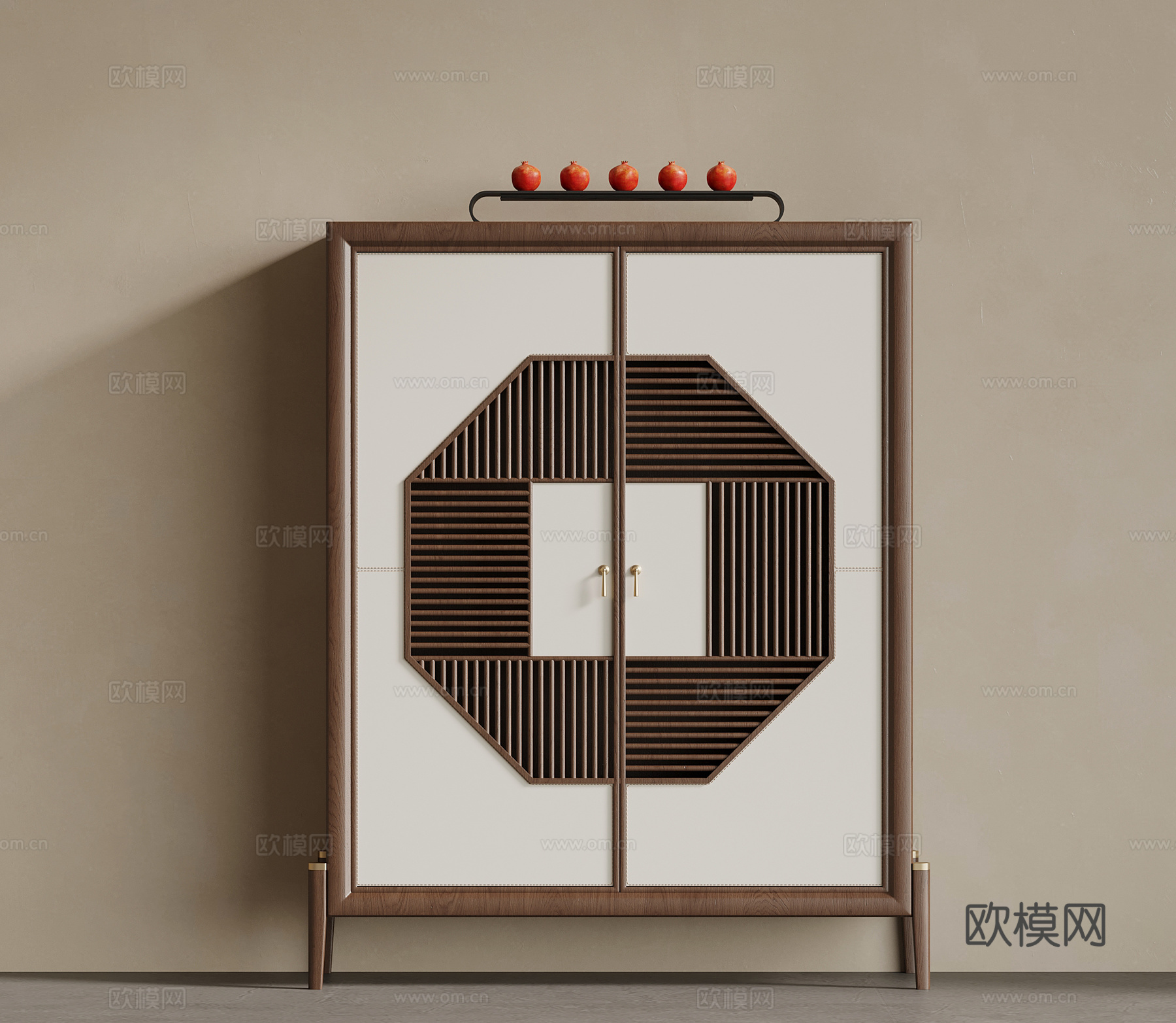 新中式餐边柜 矮柜 置物柜su模型