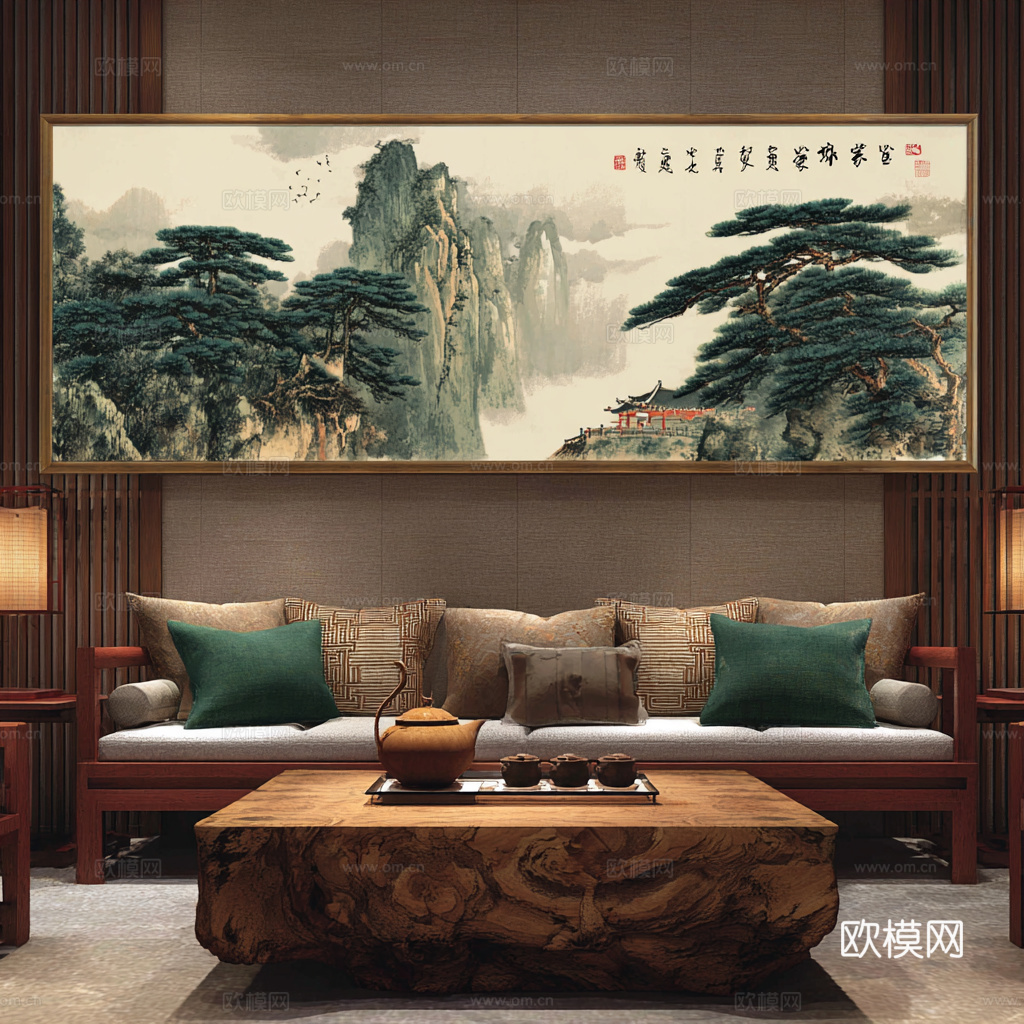 新中式禅意挂画 客厅挂画 复古挂画