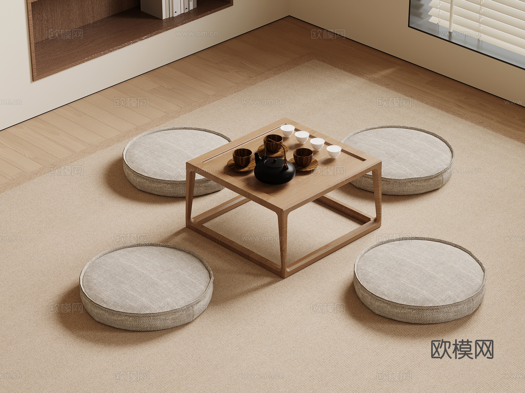 新中式茶桌椅 休闲茶桌椅su模型