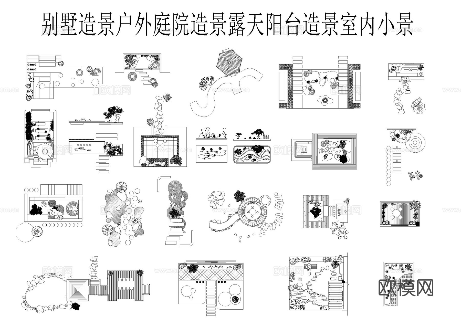 日式枯山水景观小品cad图块cad施工图下载（渲染图1）