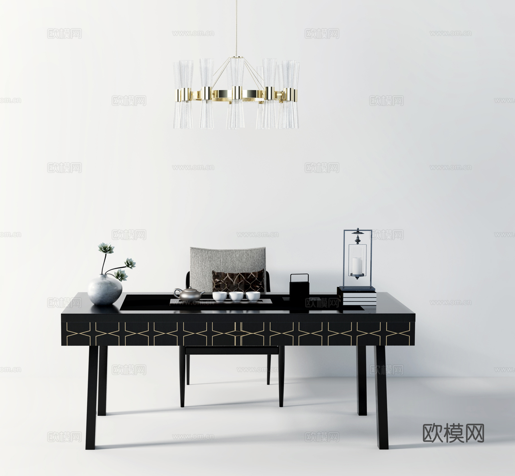 现代书桌吊灯组合3d模型