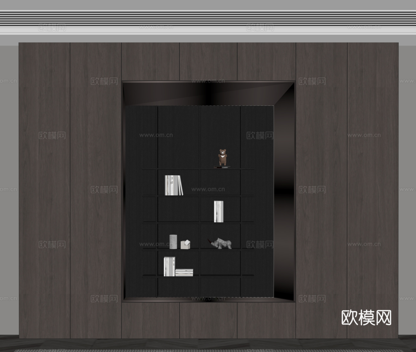 现代意式书柜 置物柜su模型
