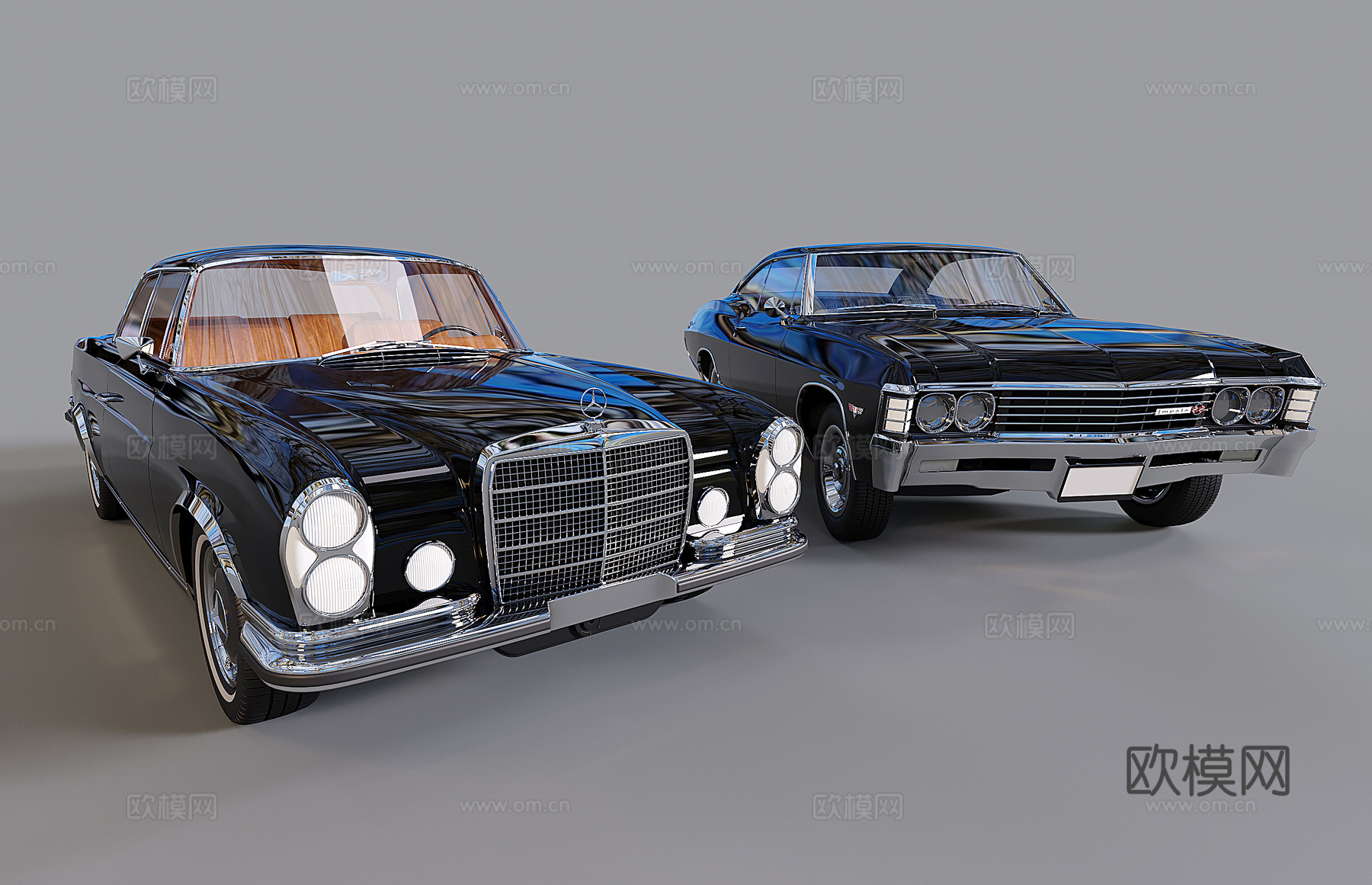 现代怀旧汽车 复古汽车 老爷车 老式肌肉车su模型