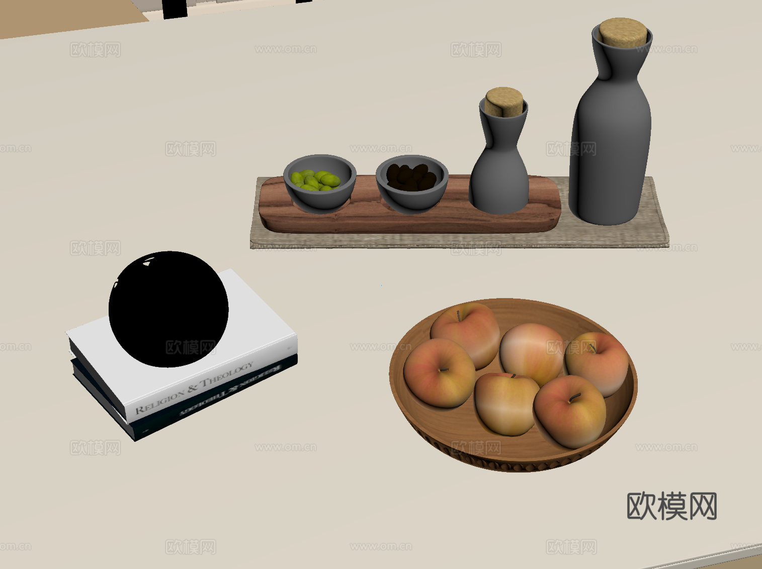 现代摆件组合su模型